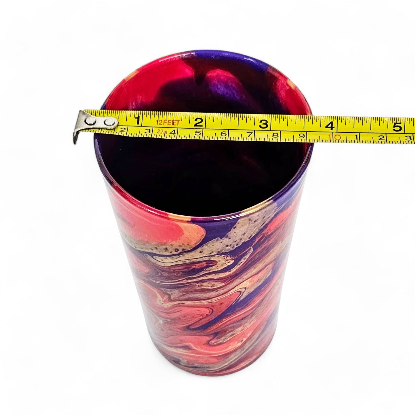 Modern Vase in Red Gold Purple Jewel Tones | Cylinder Vase