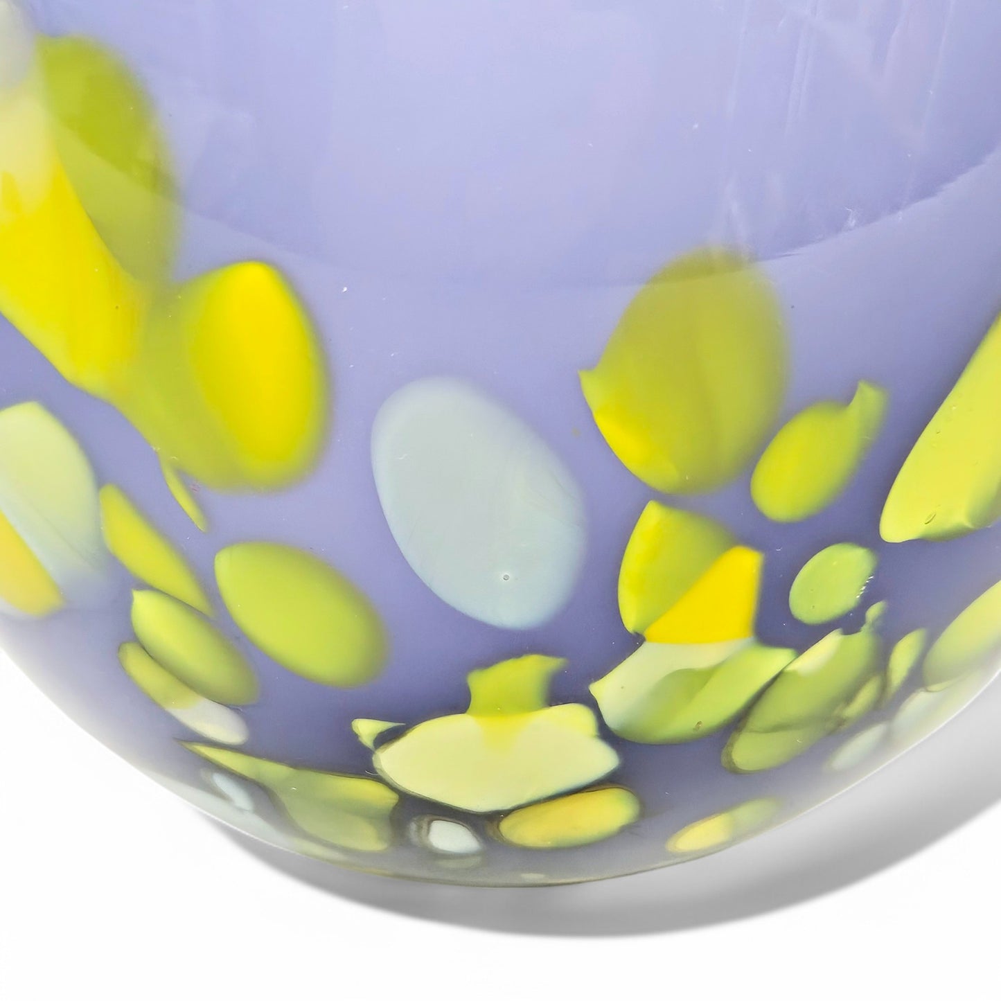 Sasaki Glass Lavender Serving Bowl with Green Yellow Accents 