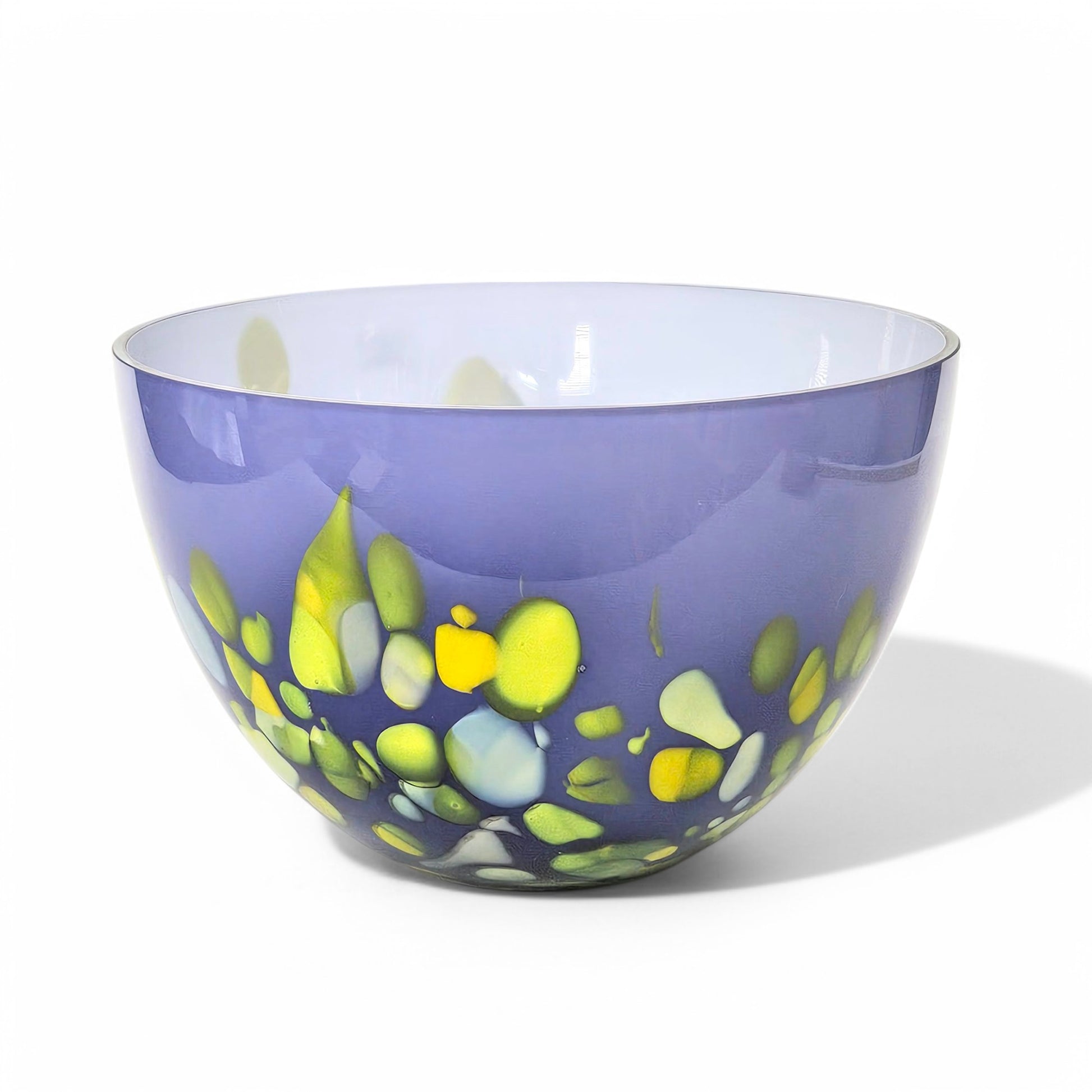 Sasaki Glass Lavender Serving Bowl with Green Yellow Accents 