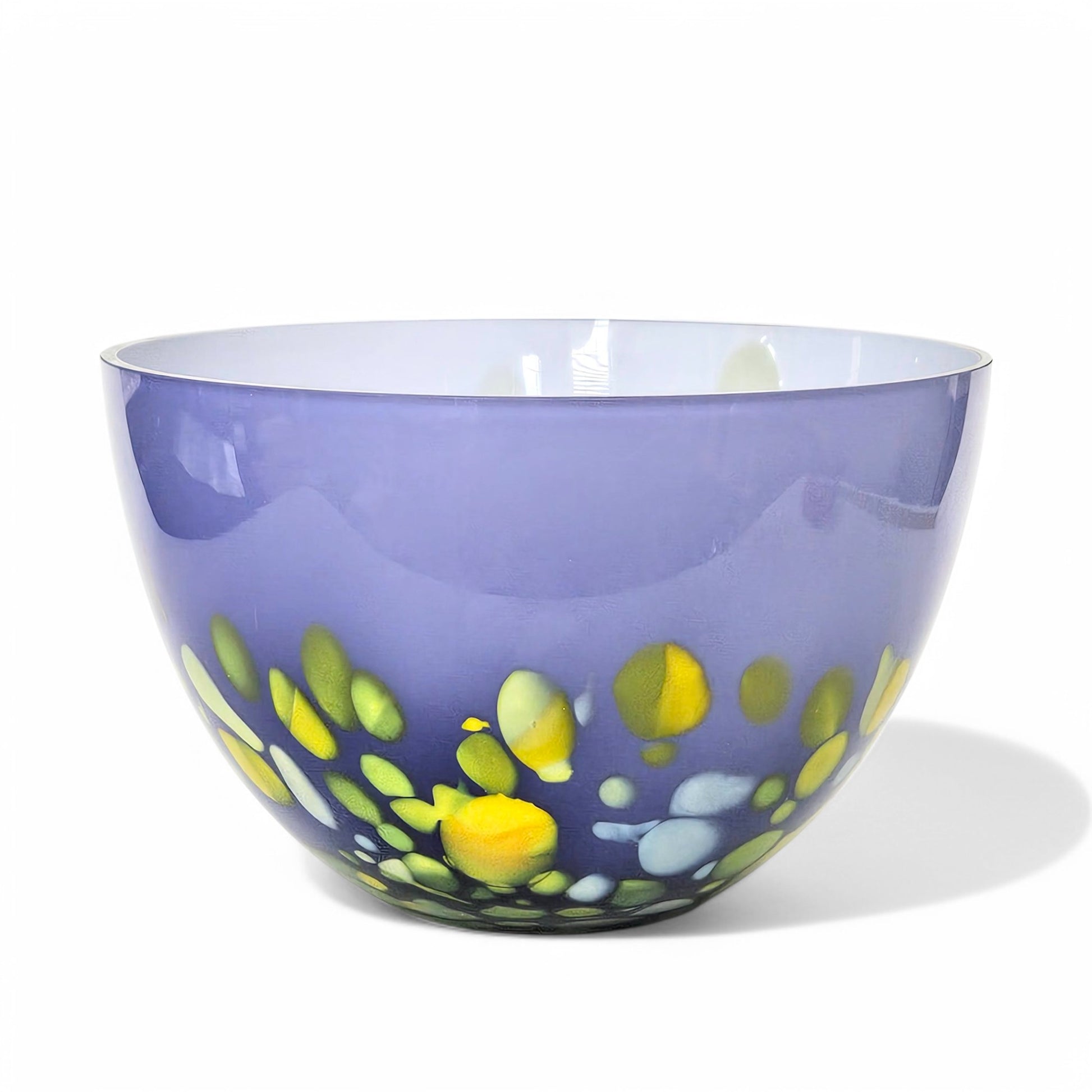 Sasaki Glass Lavender Serving Bowl with Green Yellow Accents 