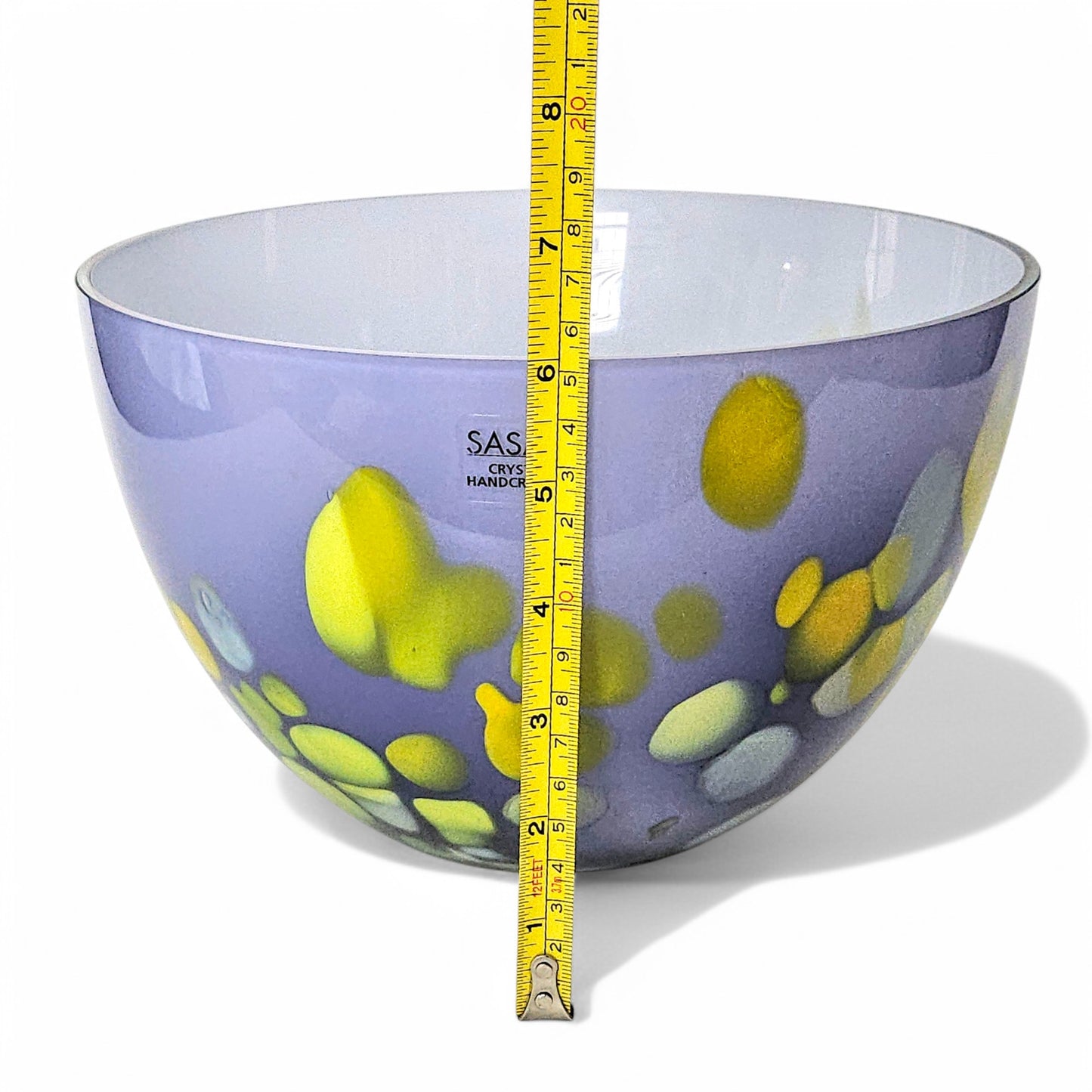 Sasaki Glass Lavender Serving Bowl with Green Yellow Accents