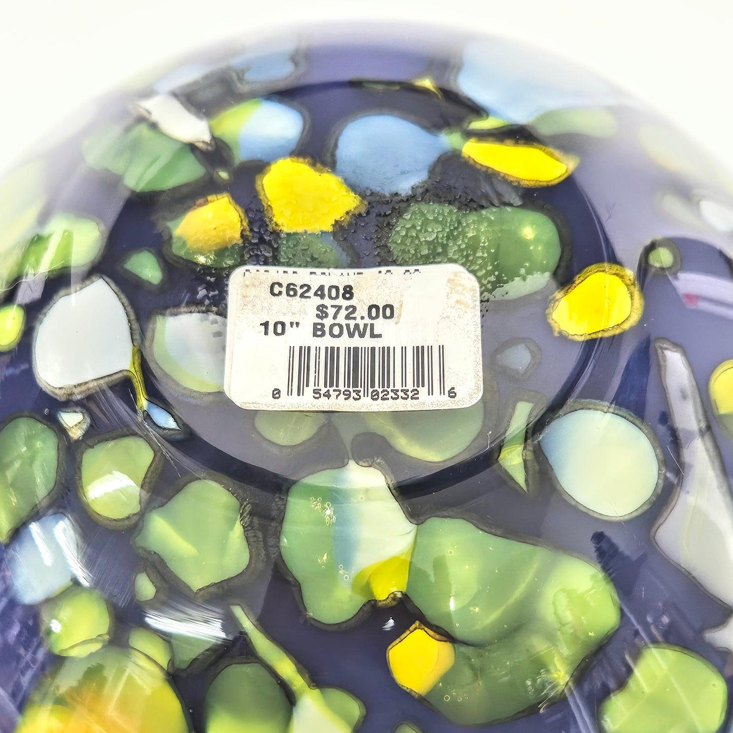 Sasaki Glass Lavender Serving Bowl with Green Yellow Accents