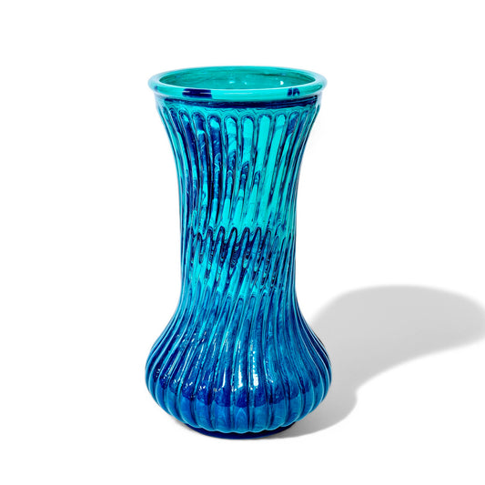 Modern Vase in Aqua Purple Blue | 8.25 Inch Tall Fluid Art Flower Vase