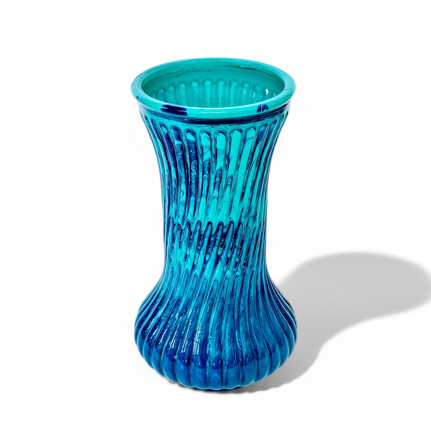 Modern Vase in Aqua Purple Blue | 8.25 Inch Tall Fluid Art Flower Vase