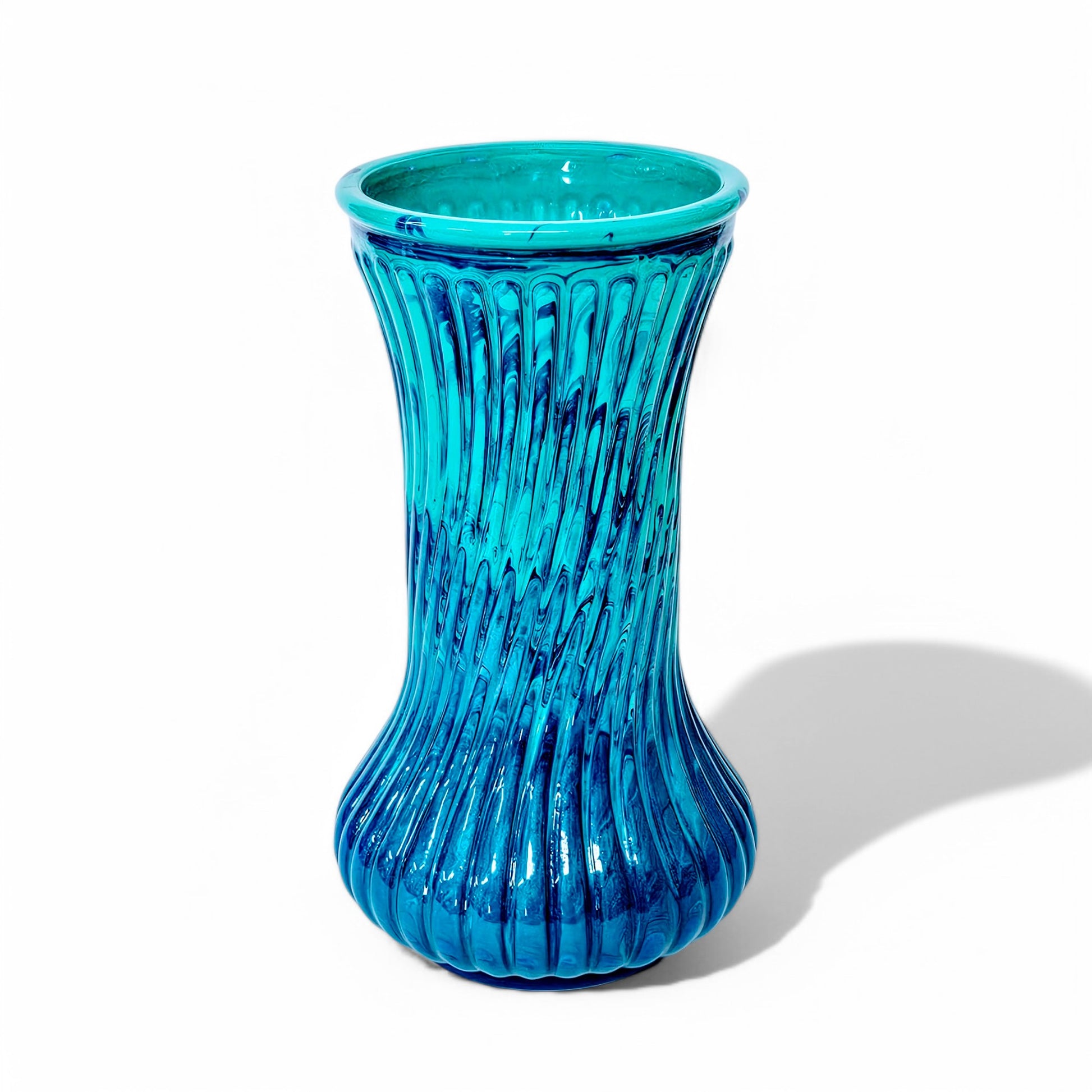 Modern Vase in Aqua Purple Blue | 8.25 Inch Tall Fluid Art Flower Vase