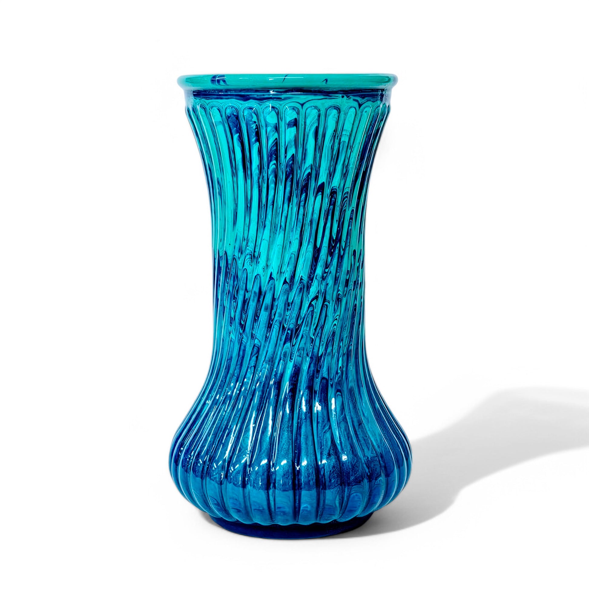 Modern Vase in Aqua Purple Blue | 8.25 Inch Tall Fluid Art Flower Vase