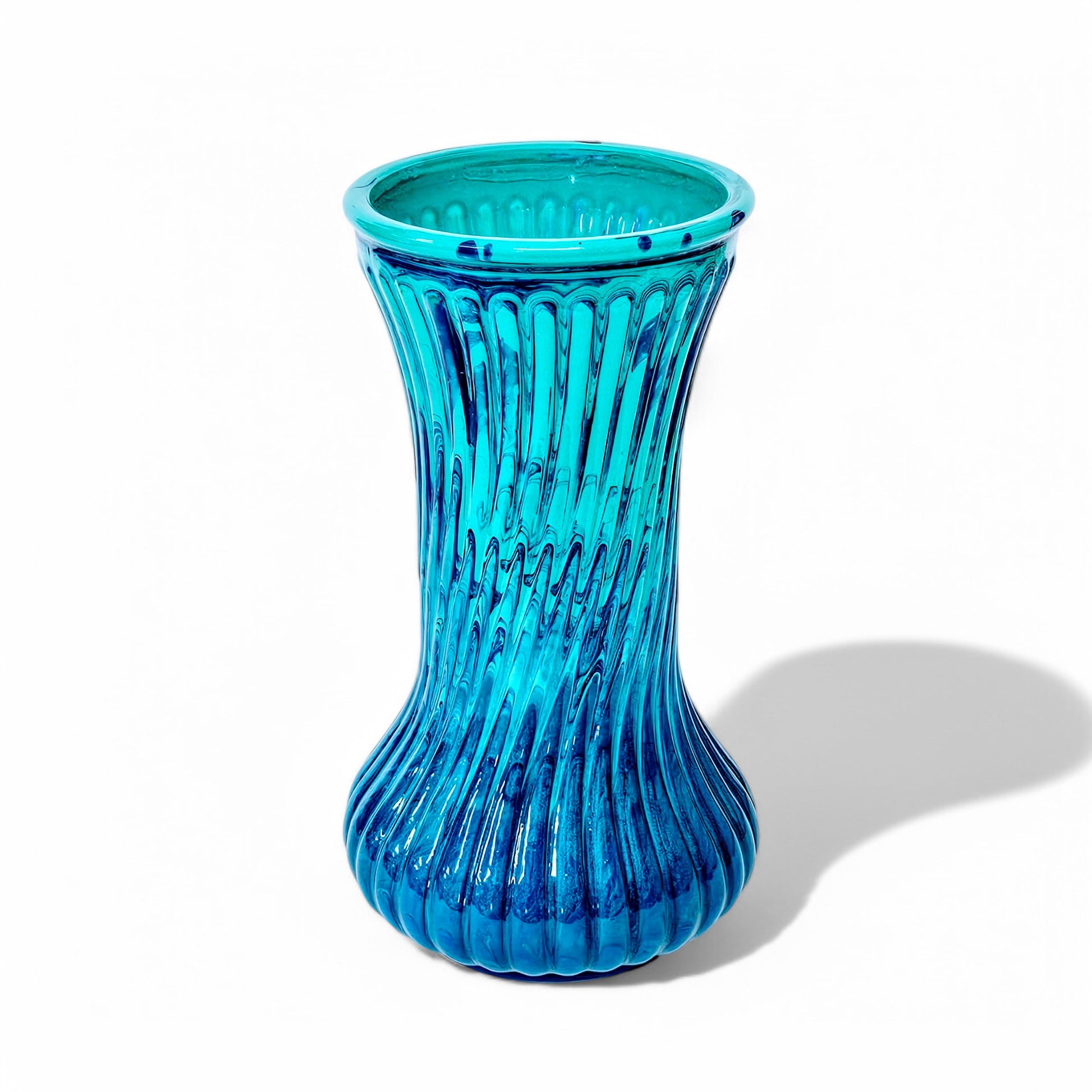 Modern Vase in Aqua Purple Blue | 8.25 Inch Tall Fluid Art Flower Vase