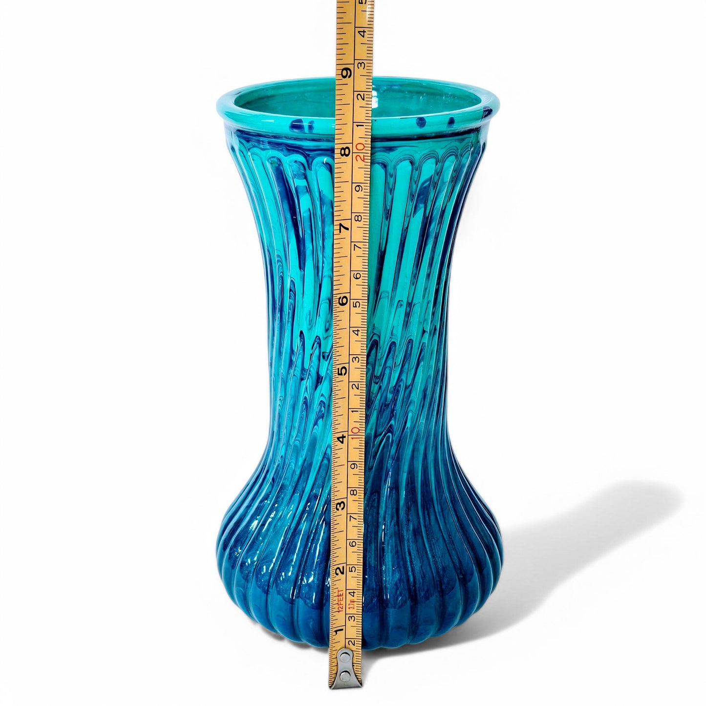 Modern Vase in Aqua Purple Blue | 8.25 Inch Tall Fluid Art Flower Vase