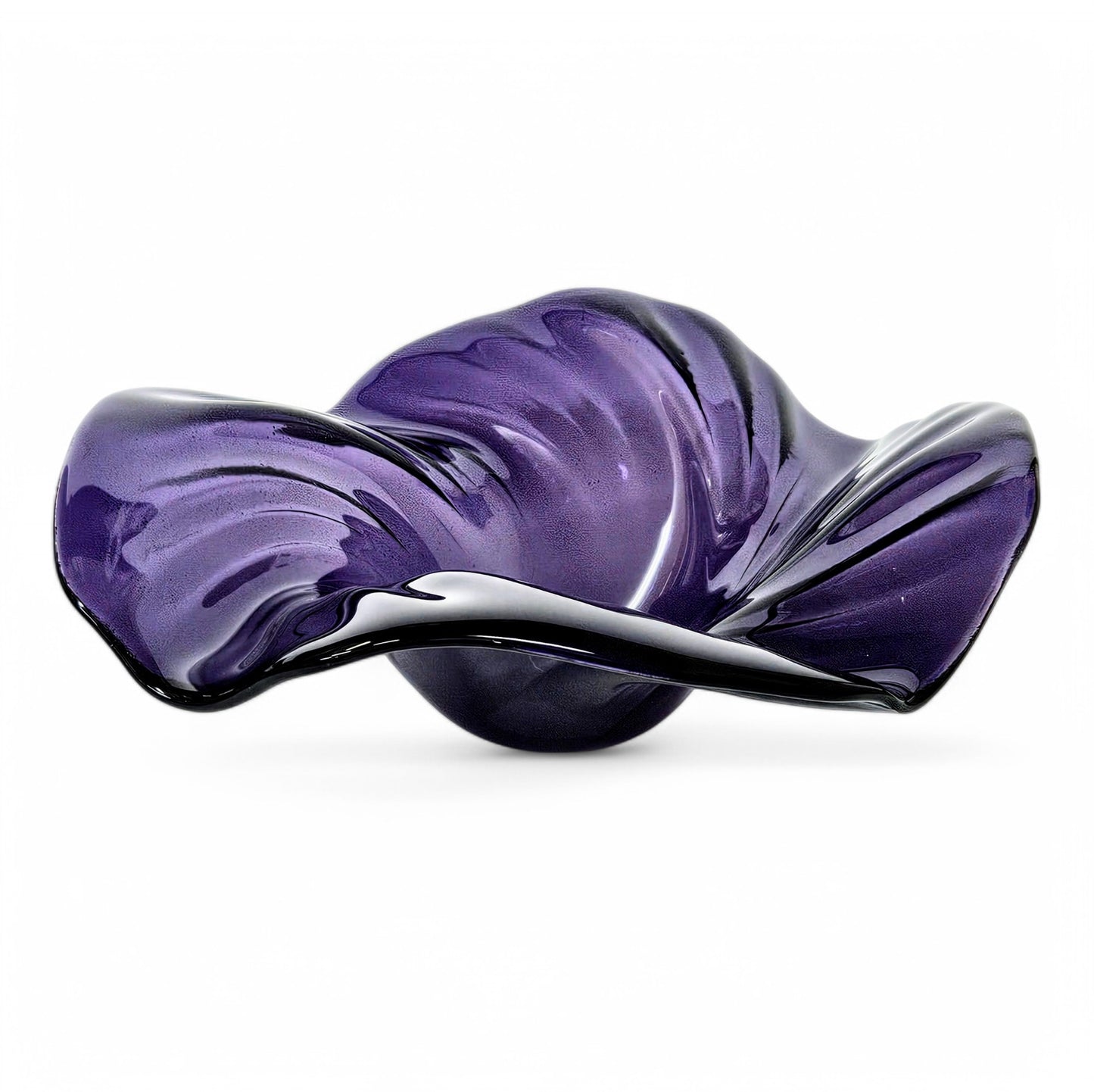 Purple Glass Art Wave Bowl | Modern Deep Purple Decorative Bowls | Handmade in Ohio | Unique Gift Ideas