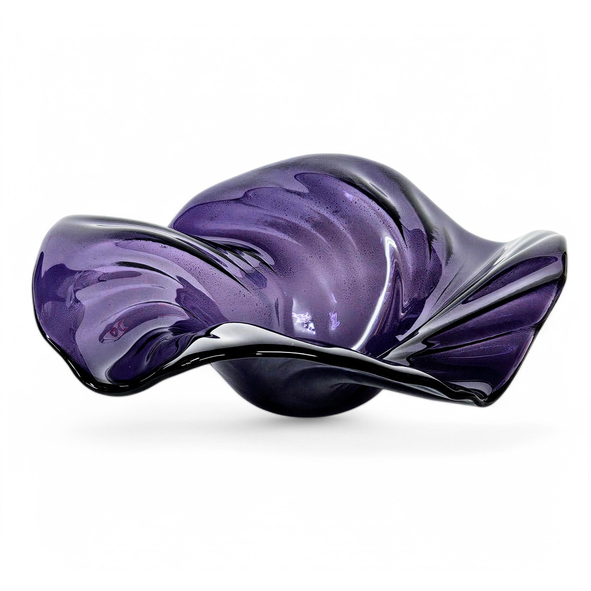 Purple Glass Art Wave Bowl | Modern Deep Purple Decorative Bowls | Handmade in Ohio | Unique Gift Ideas