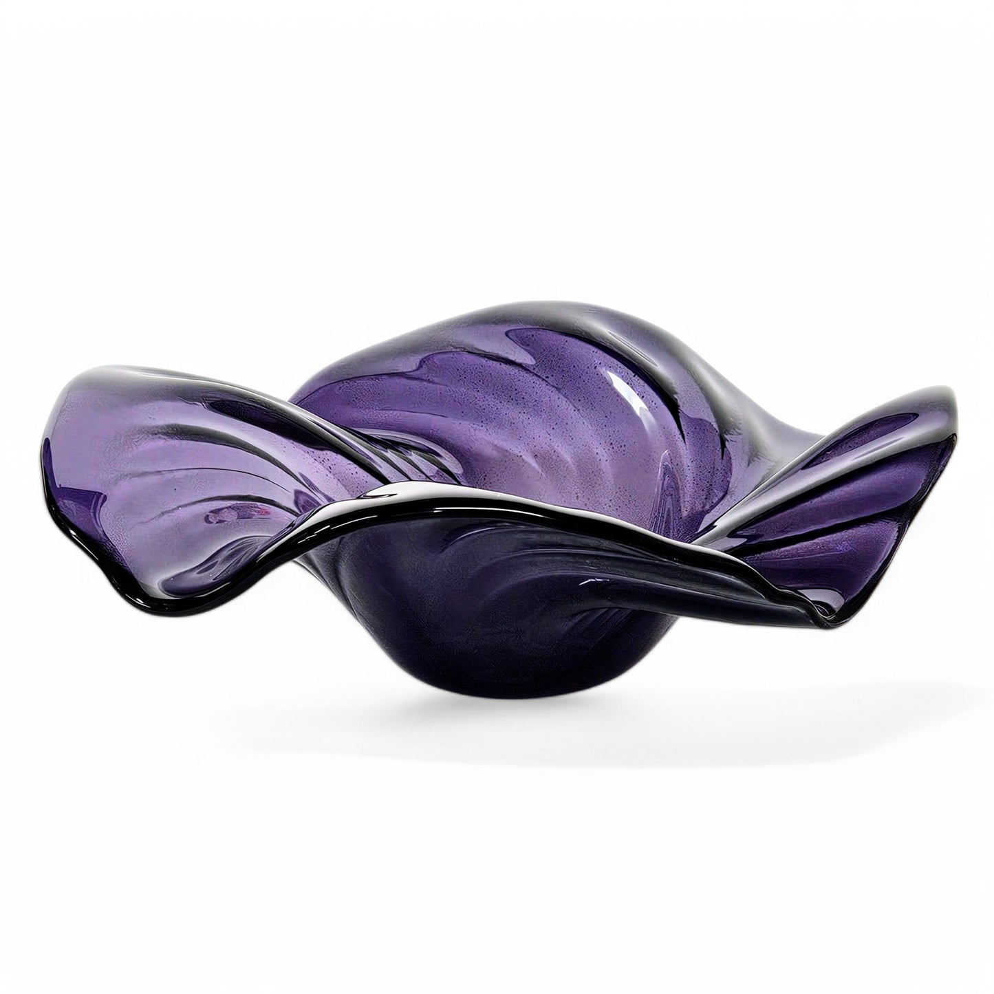 Purple Glass Art Wave Bowl