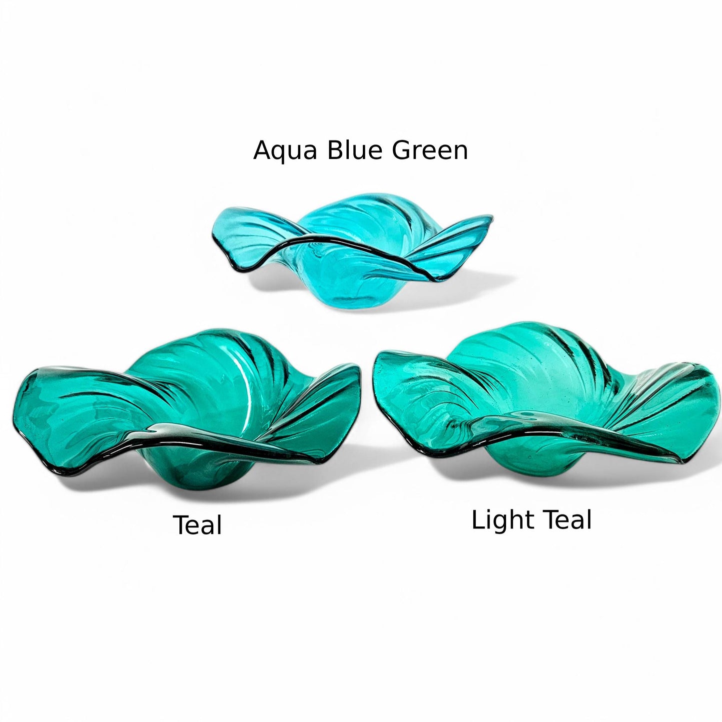 Light Teal Glass Art Wave Bowl