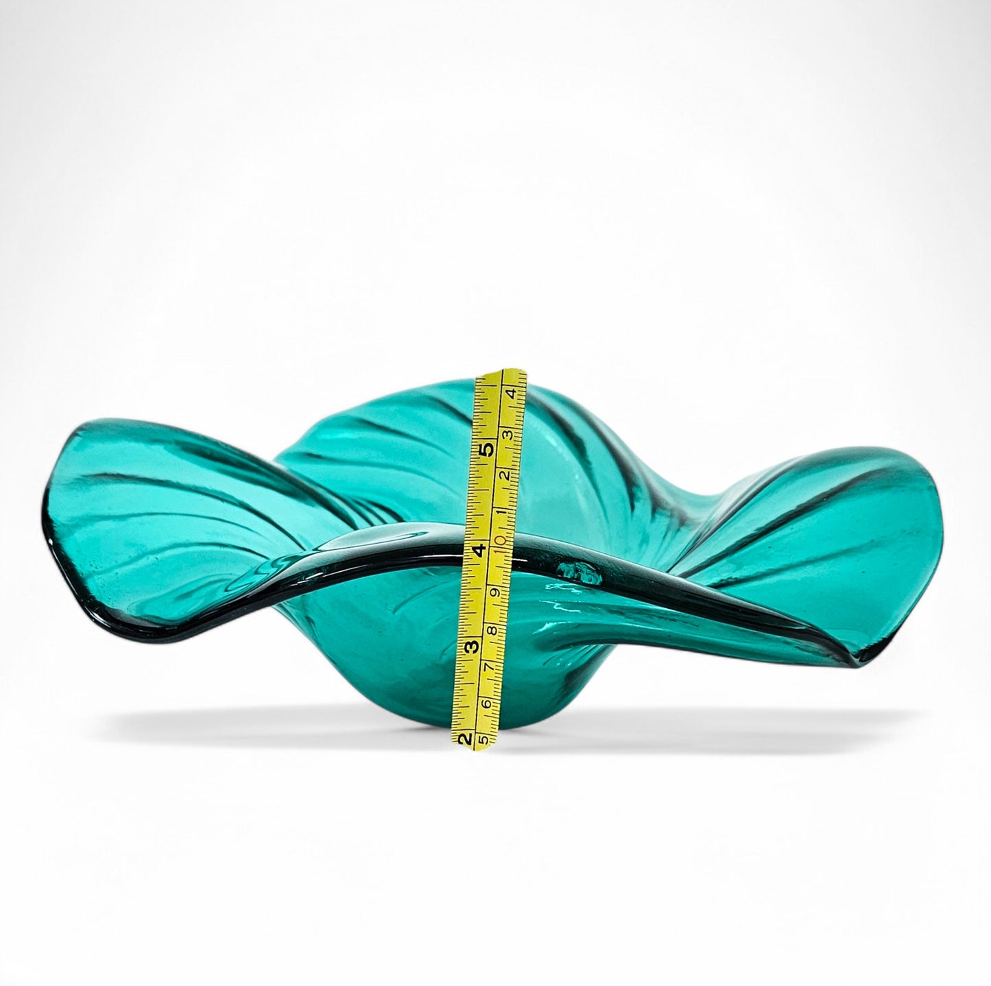 Light Teal Glass Art Wave Bowl