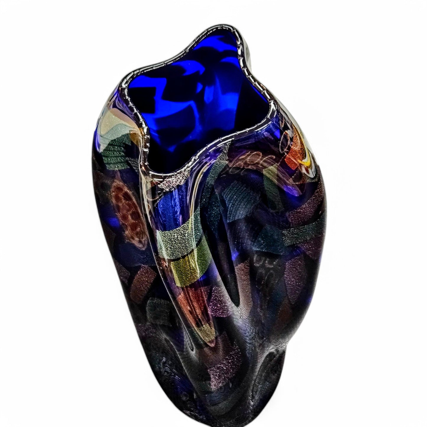 Bruce Freund Blown Glass Art Dichroic Vase Signed Dated 1998