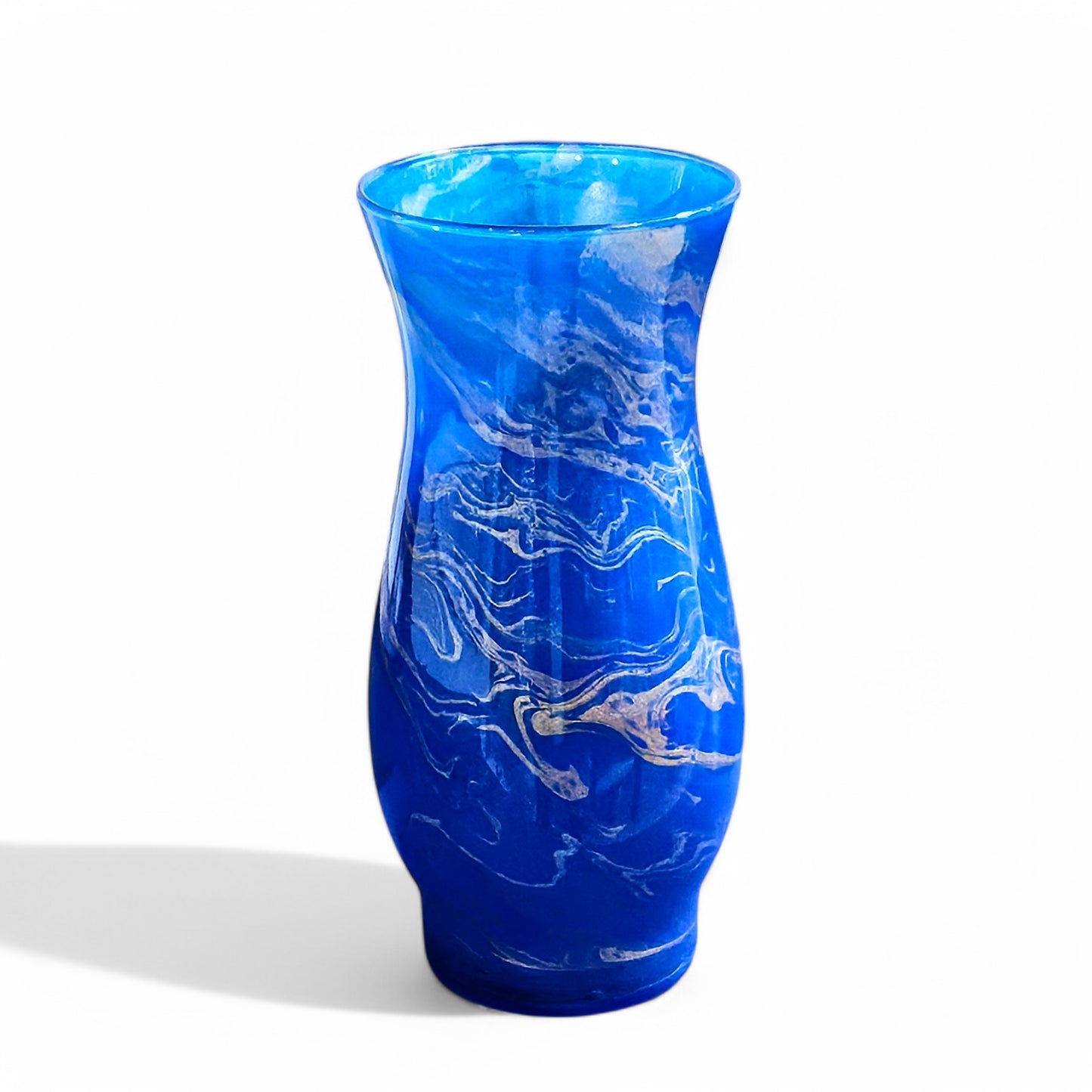 Glass Art Vase in Electric Blue and Gold