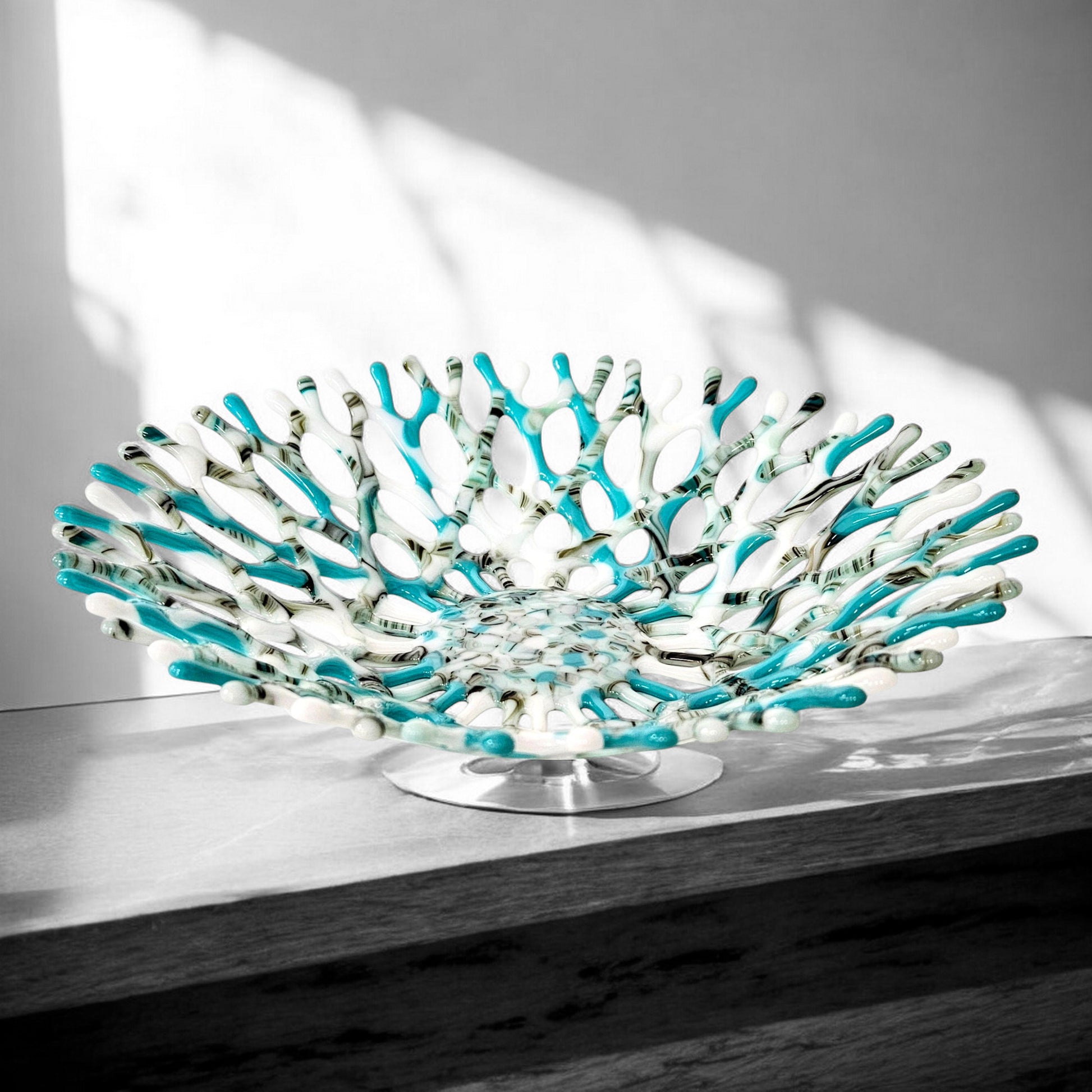 Fused Glass Art Sea Coral Bowl | Ocean Life