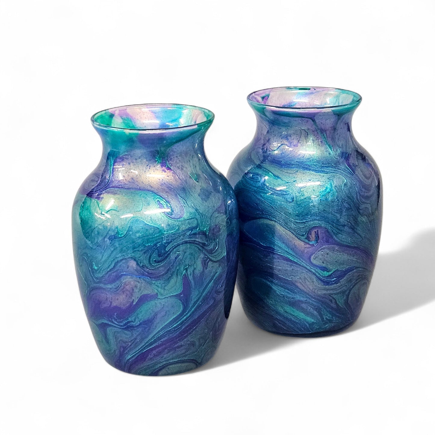 Peacock Feather Glass Art Painted Vase