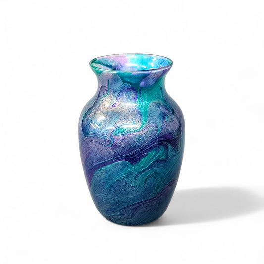 Peacock Feather Glass Art Painted Vase
