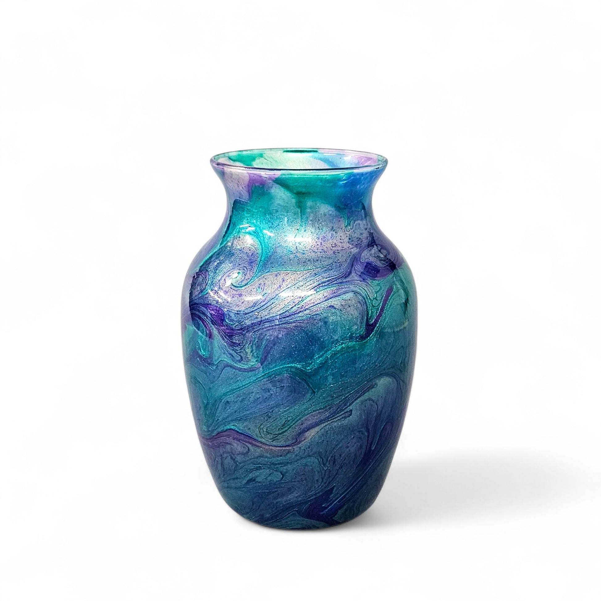 Peacock Feather Glass Art Painted Vase