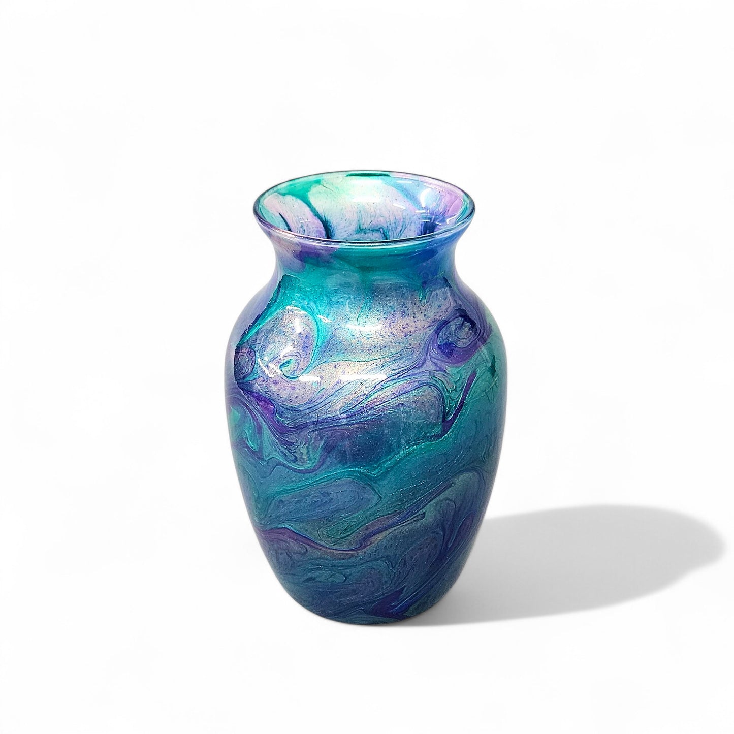 Peacock Feather Glass Art Painted Vase