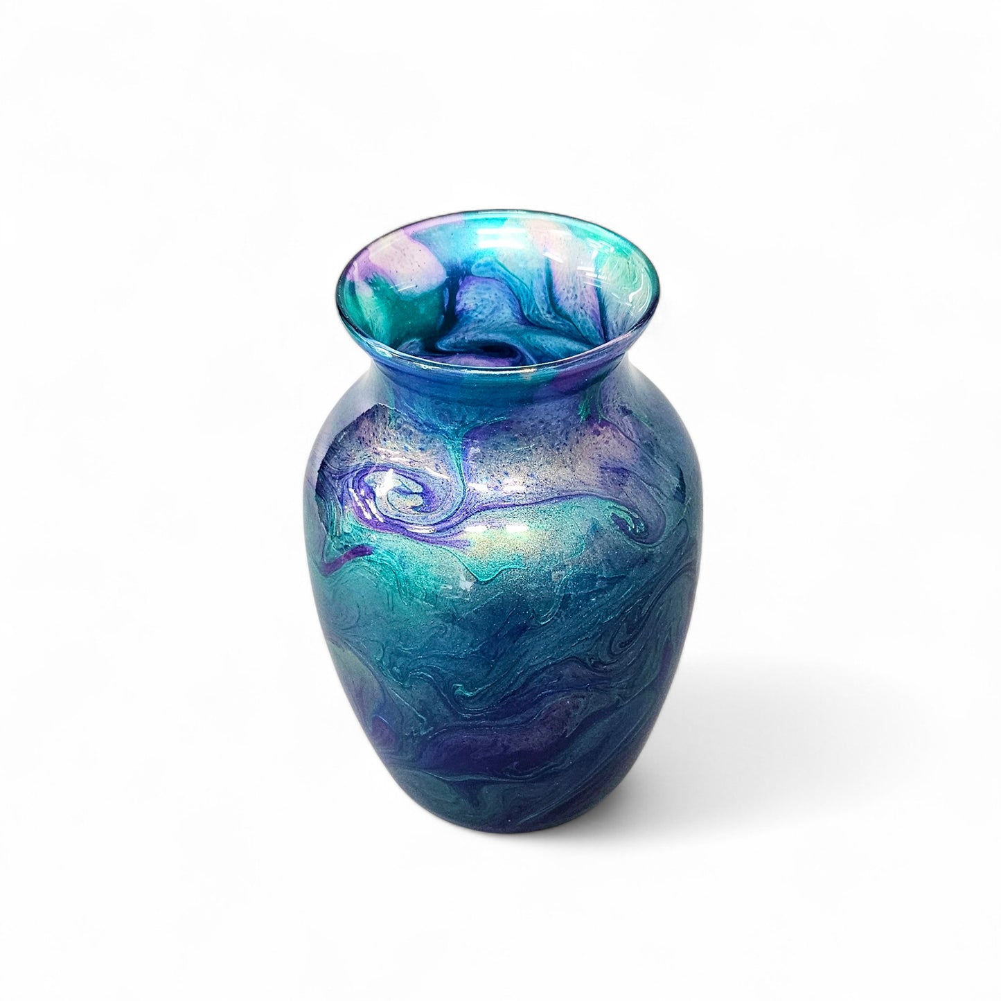 Peacock Feather Glass Art Painted Vase
