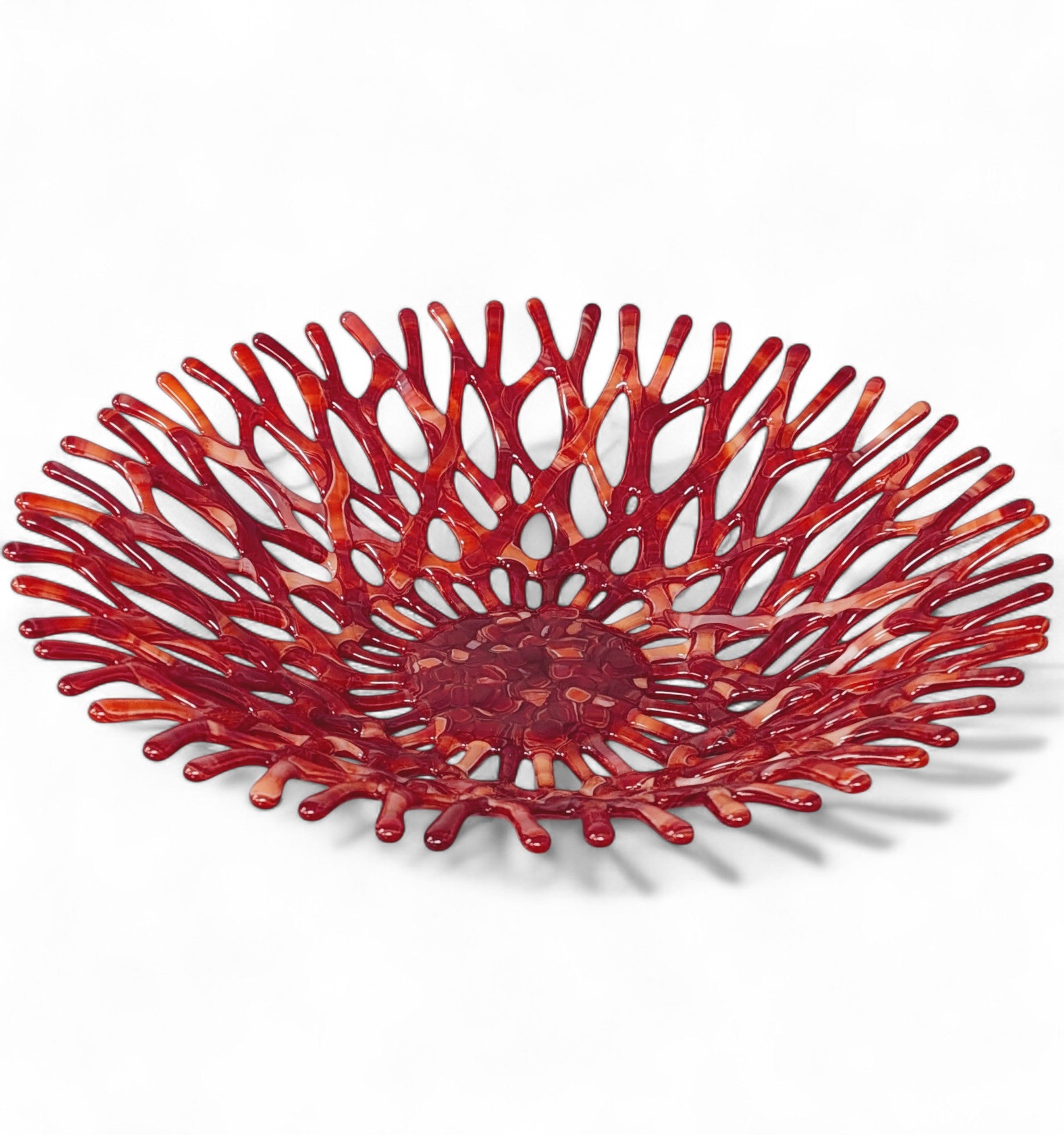 Fiery Sunset Coral Bowl in Red and Orange