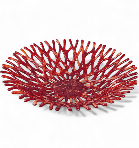 Fiery Sunset Coral Bowl in Red and Orange