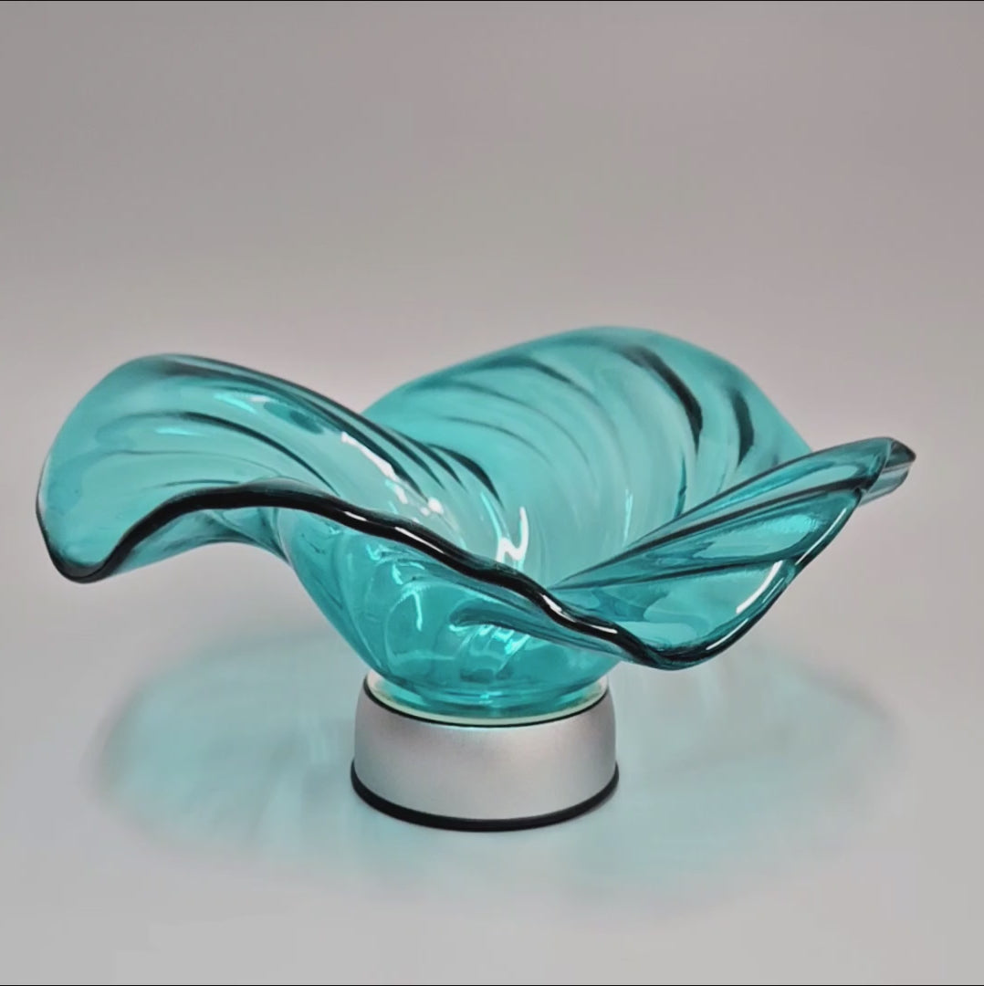 Aqua Blue Green Glass Art Wave Bowl | Unique Home Décor Gift Ideas