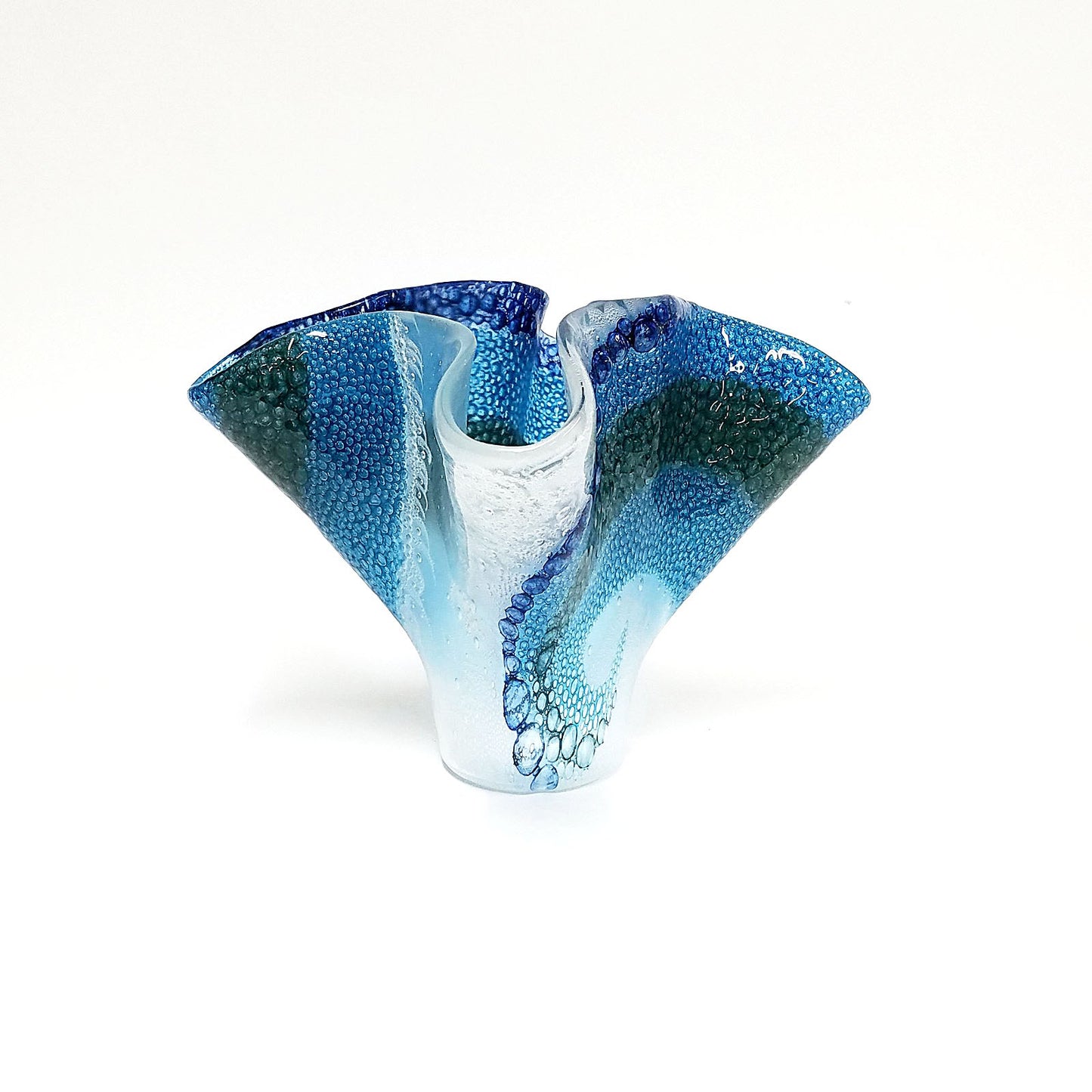 Fused Glass Crashing Ocean Wave Vase