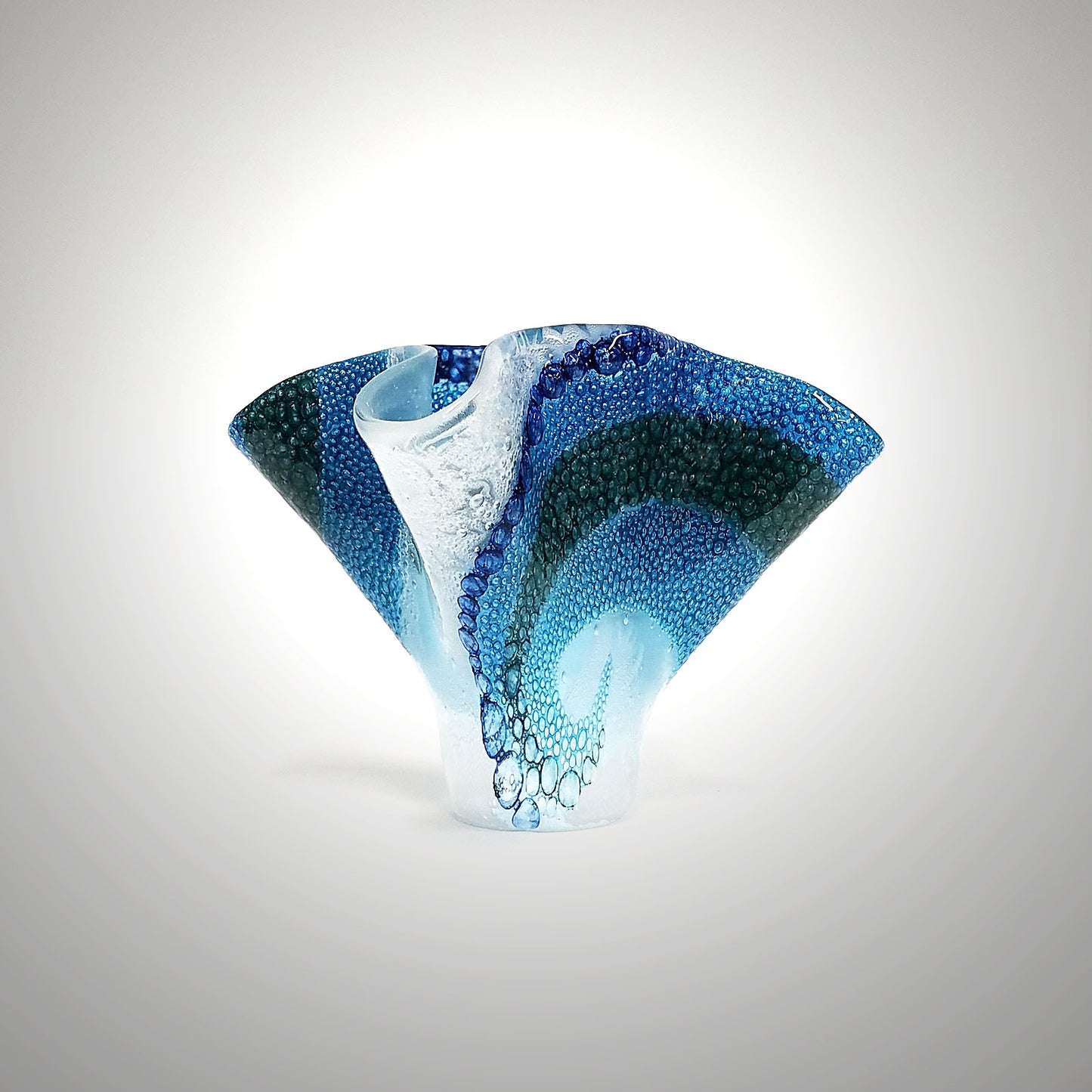 Fused Glass Crashing Ocean Wave Vase