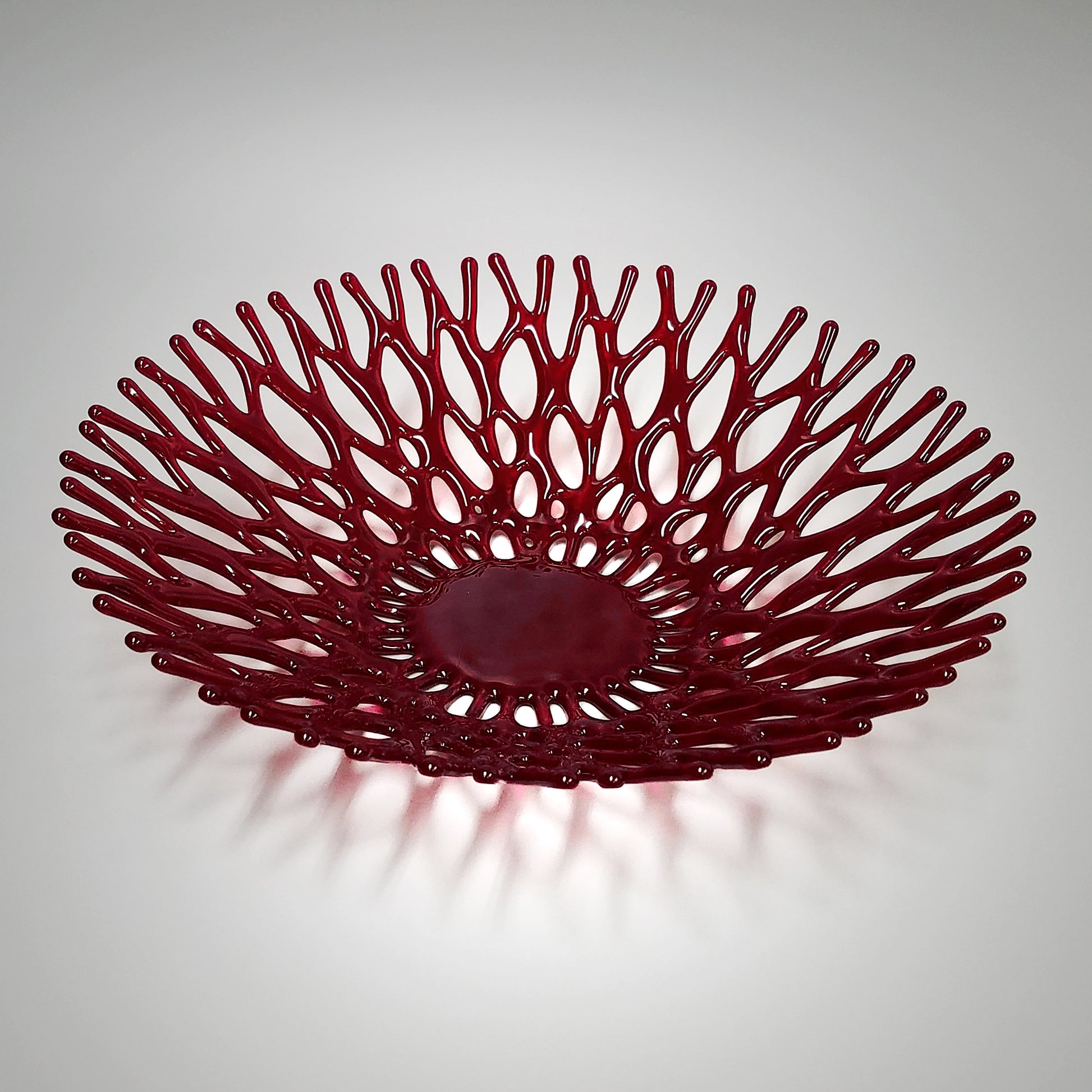 Ruby Red Glass Art Coral Bowl | 40th Anniversary Gift Ideas