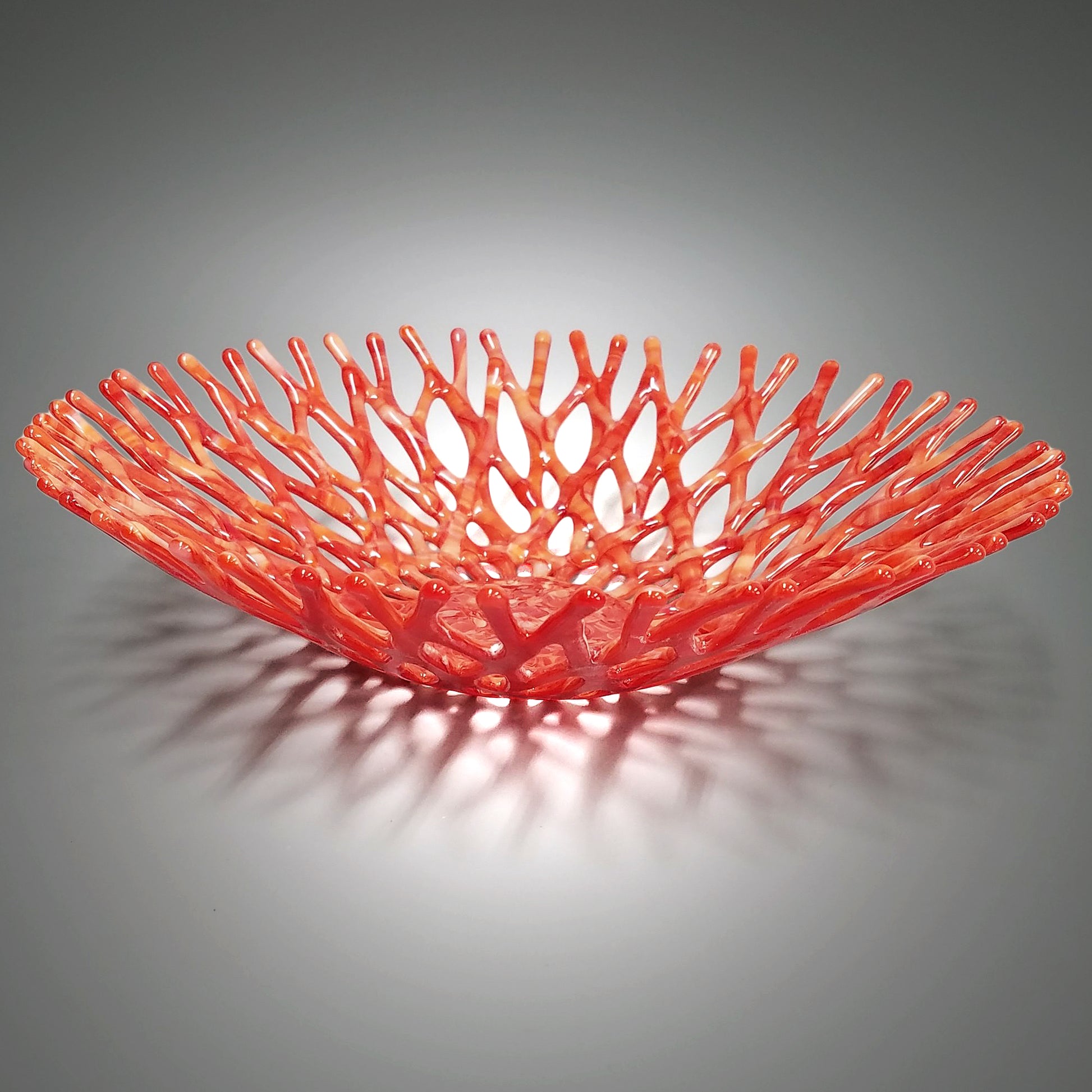 Fiery Sunset Coral Bowl in Red and Orange | The Glass Rainbow