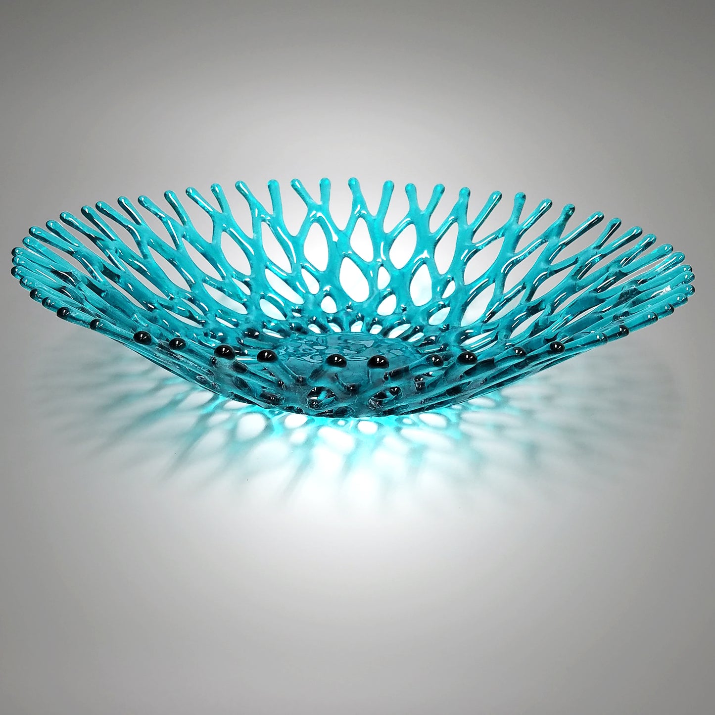 Custom Order 14 Inch Glass Art Coral Bowl