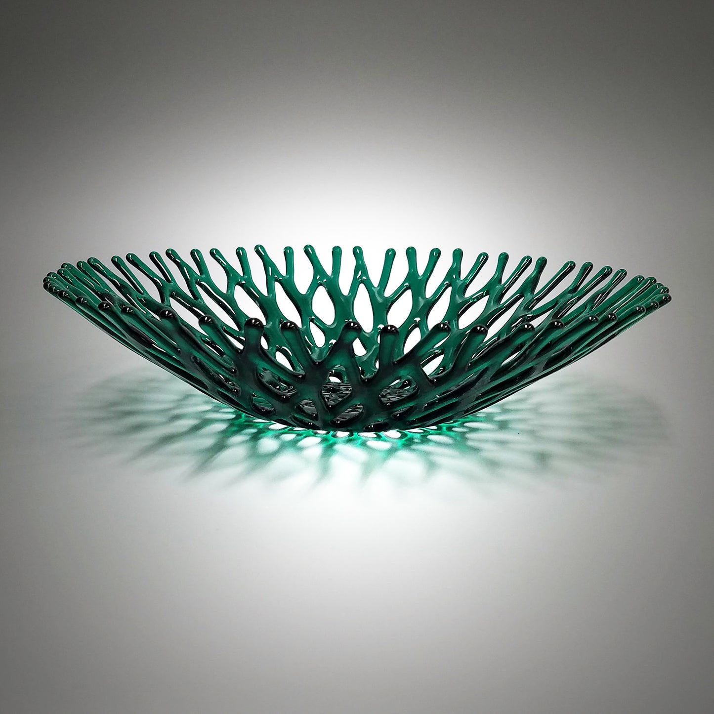Fused Glass Art Fruit Bowl in Emerald Green