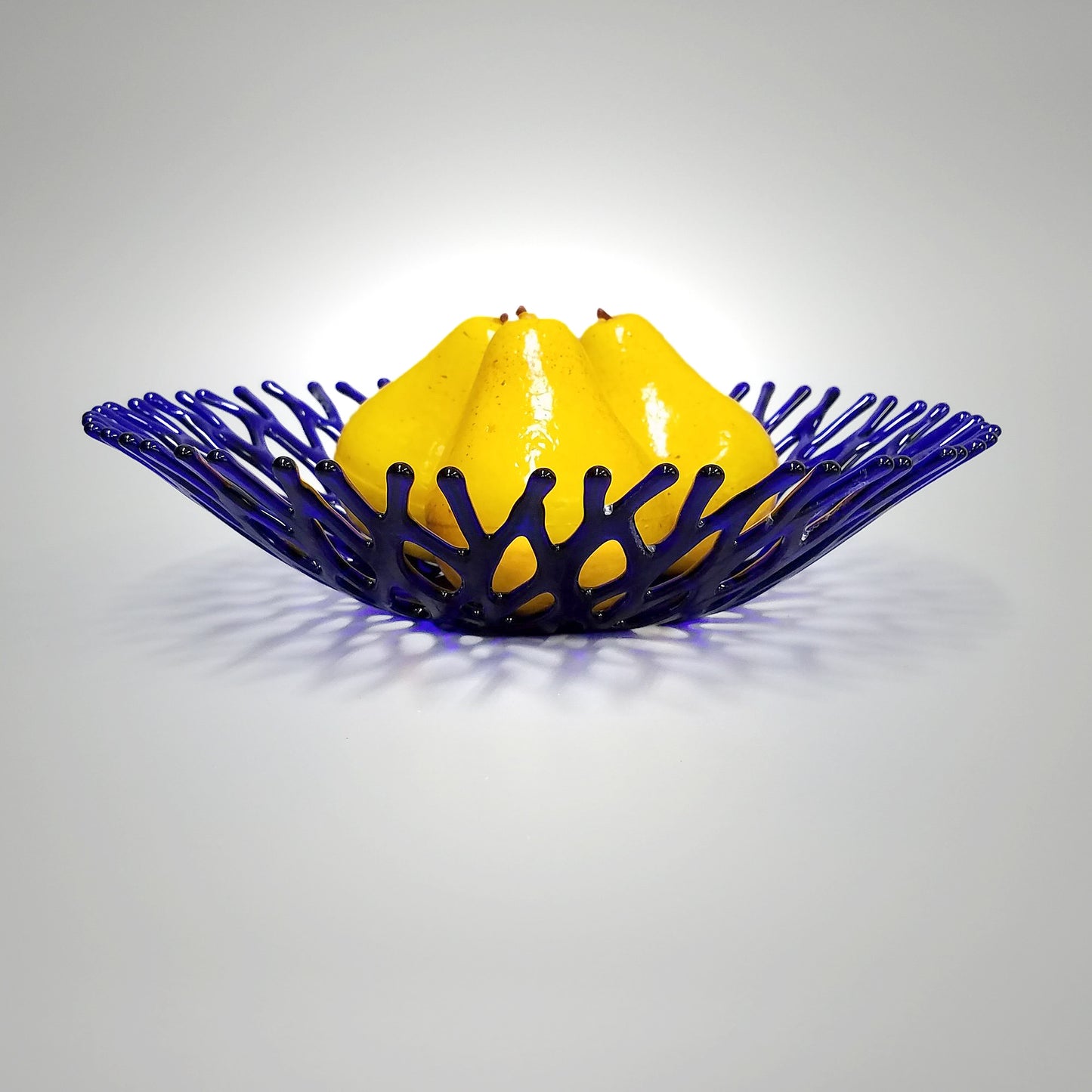 Cobalt Blue Glass Art Coral Bowl