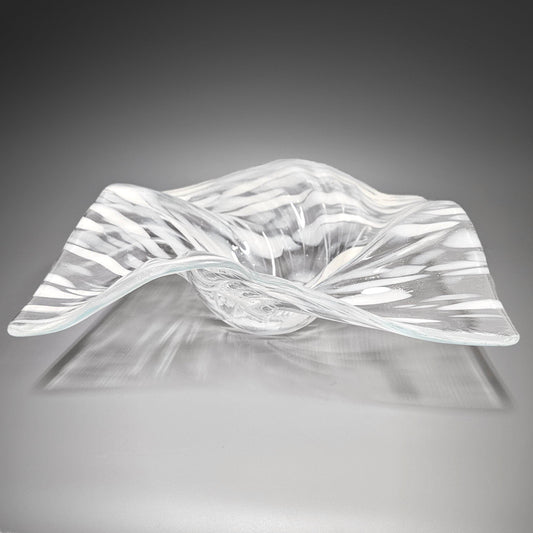 Glass Art Wave Bowl in Off White | Handcrafted Décor Gift Ideas