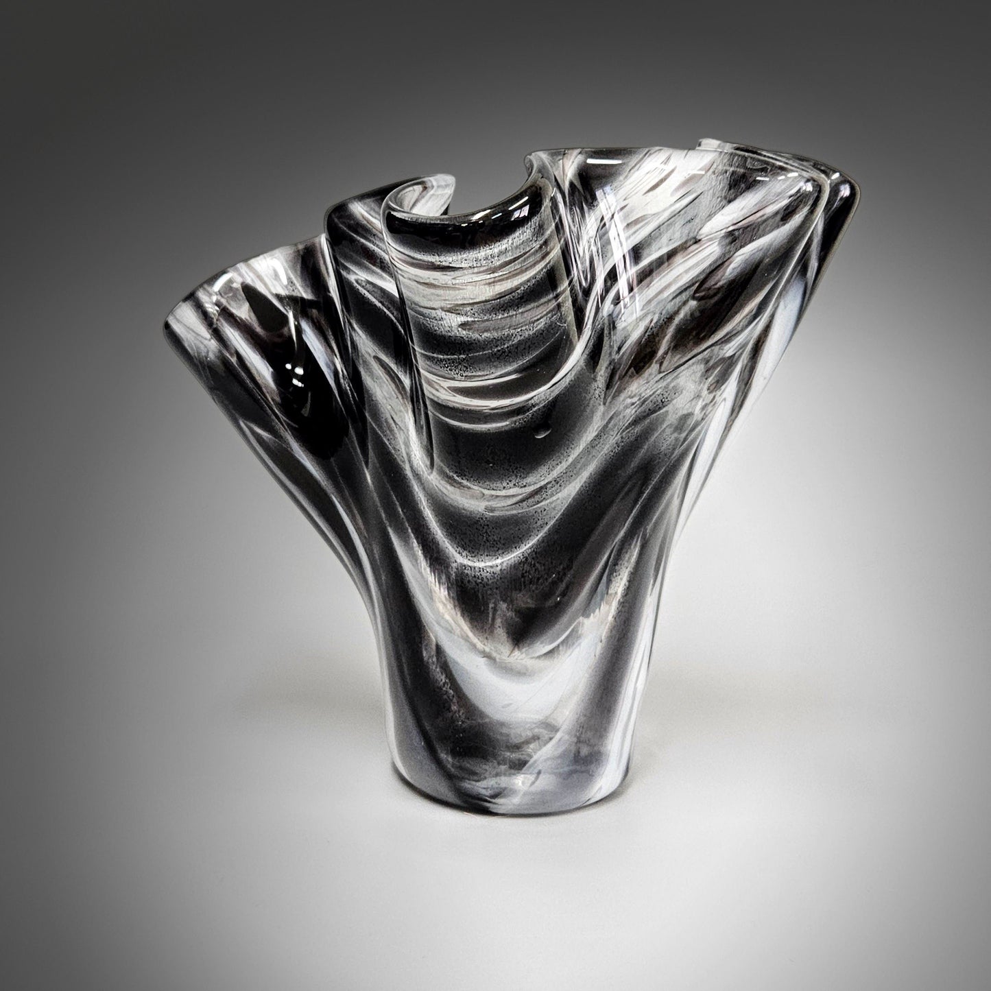 Modern Glass Art Vase in Black and White