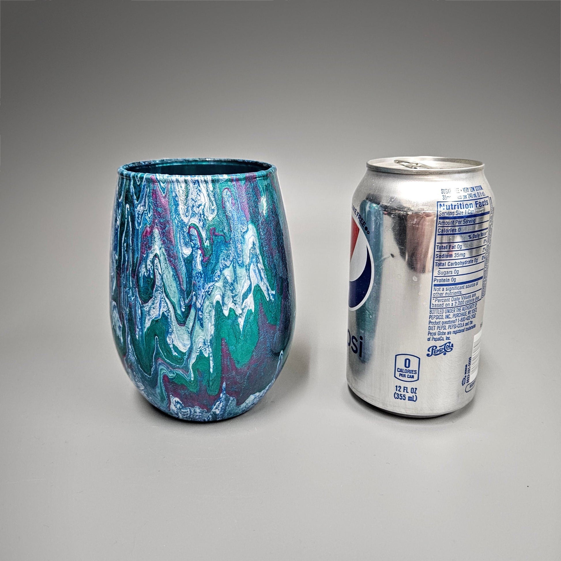 Glass Art Painted Vase in Teal Blue Green Fuchsia White | Gift Ideas