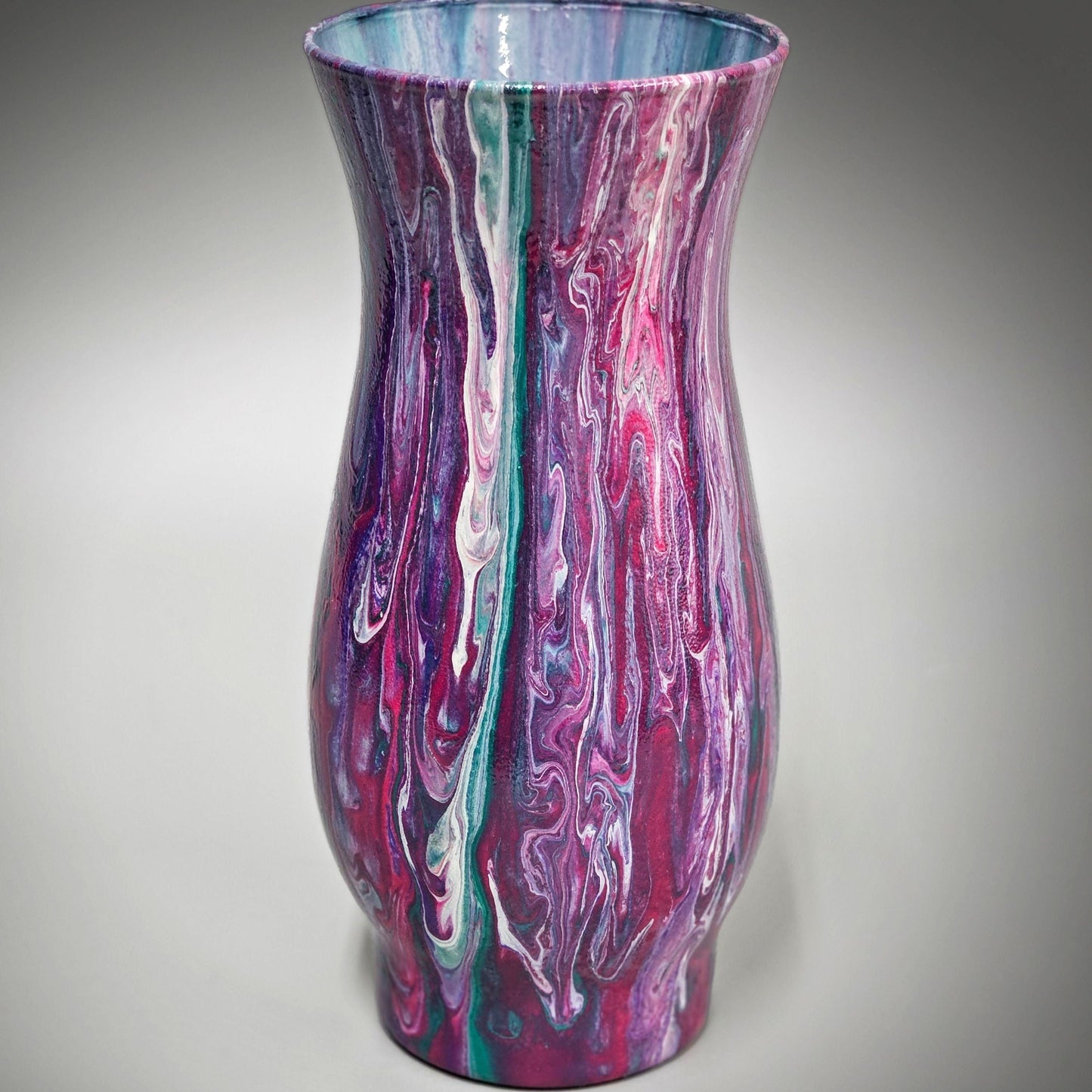 Glass Art Painted Vase in Fuchsia Teal