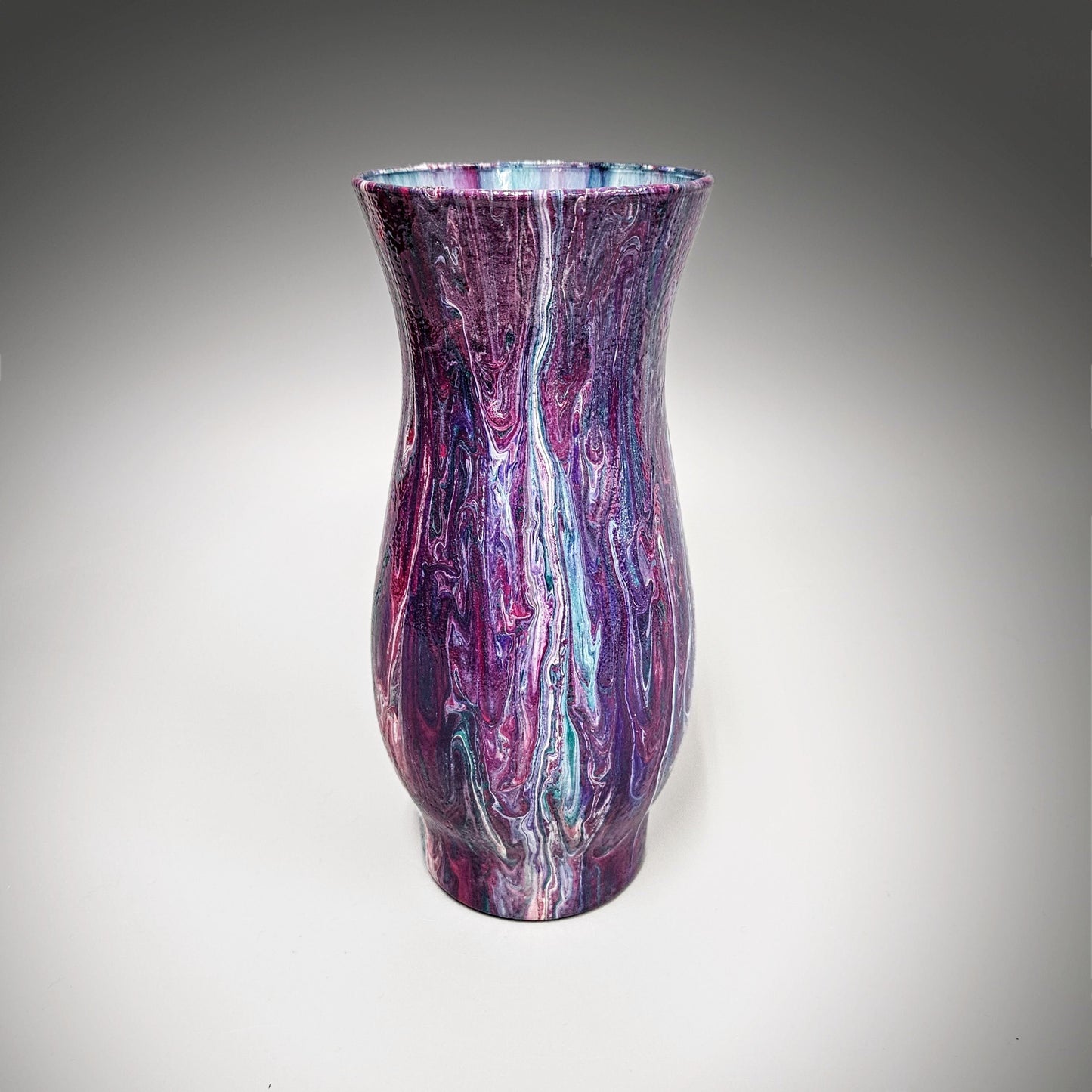 Glass Art Painted Vase in Fuchsia Teal