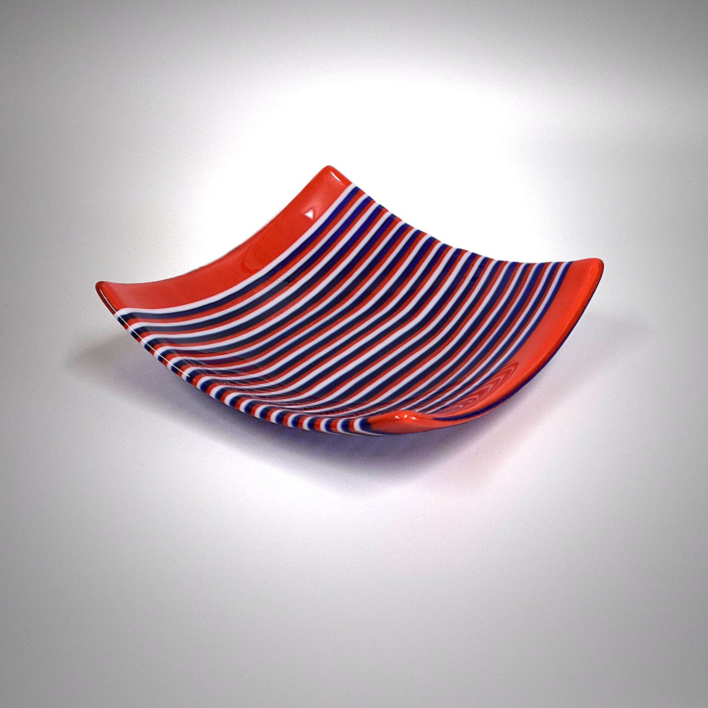 Red White and Blue Candy Dish | Square Low Profile Bowl