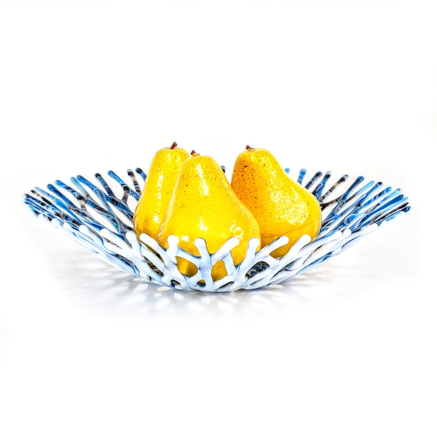 Blackberry & Turquoise Glass Art Coral Bowl