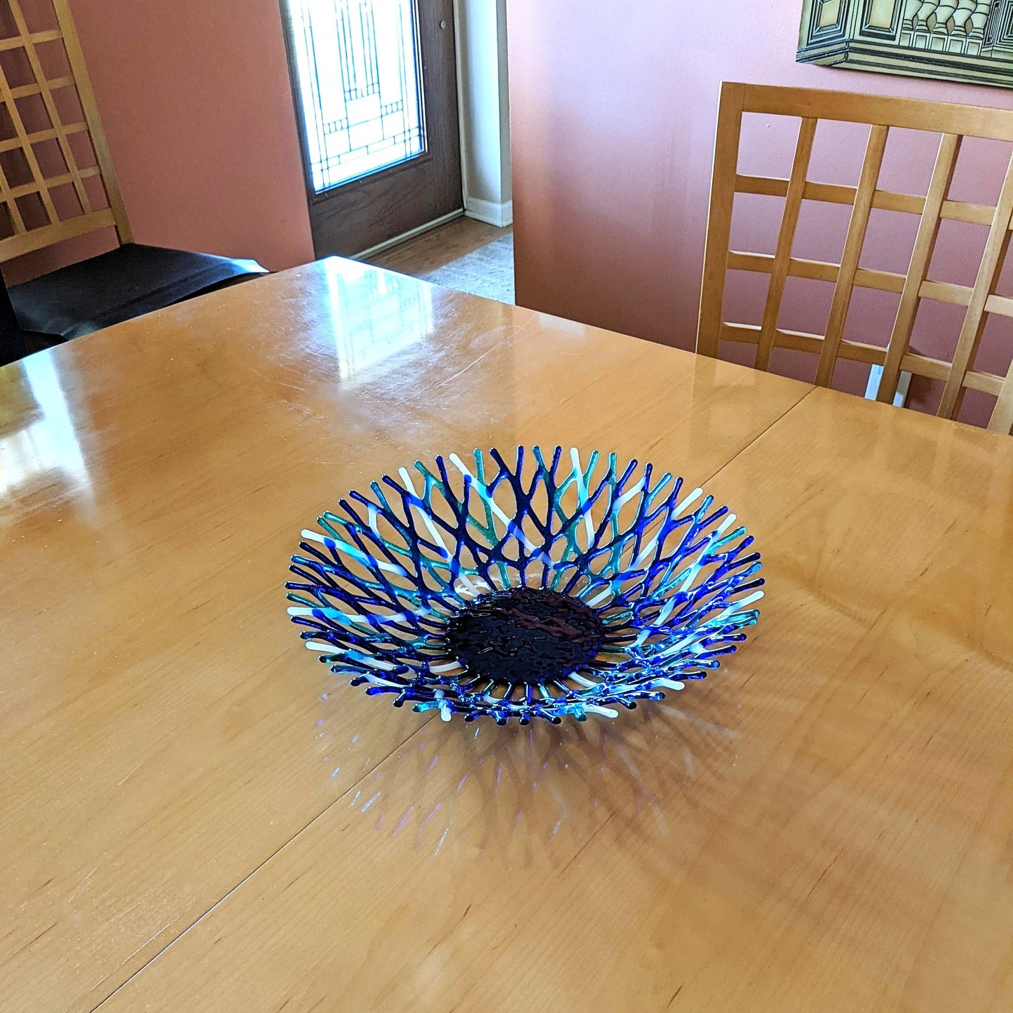 Custom Order 14.5 Inch Glass Art Coral Bowl