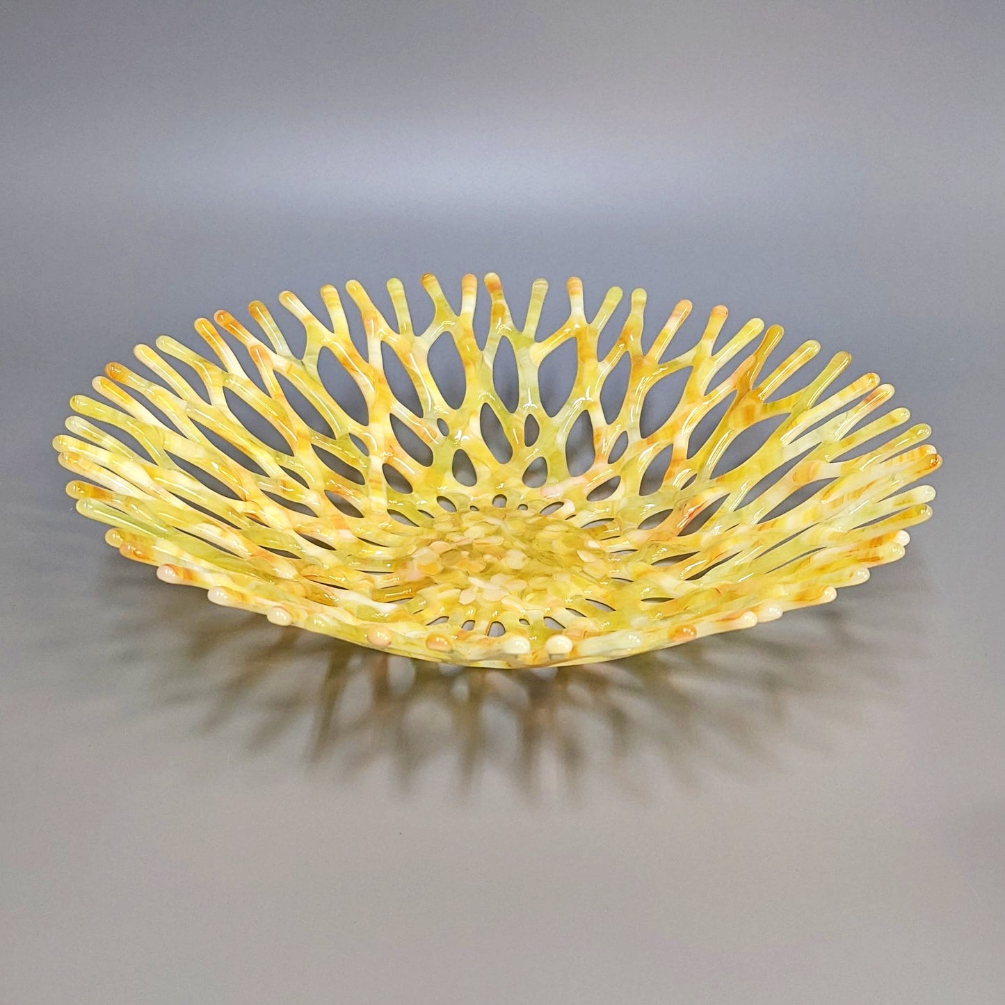 Beach Glass Art Coral Bowl in Pineapple Yellow
