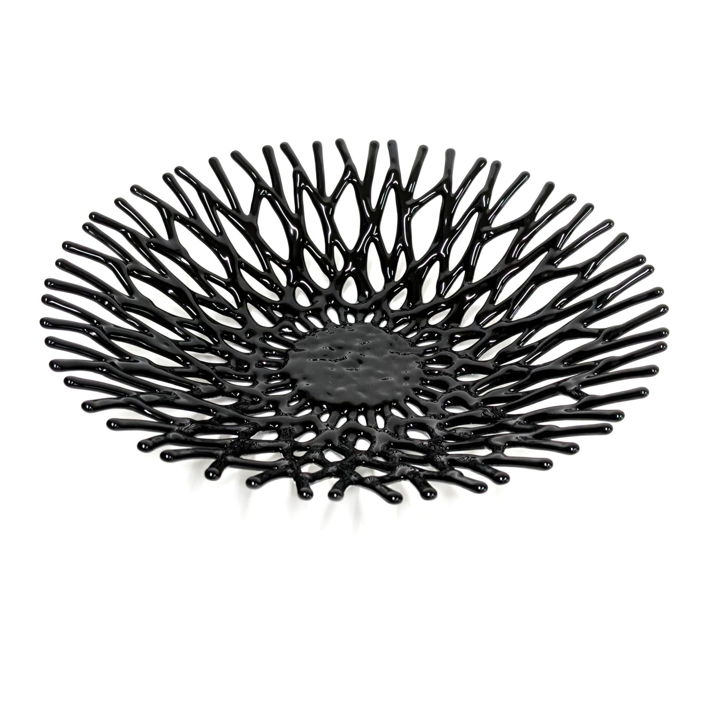 Black Glass Art Coral Bowl