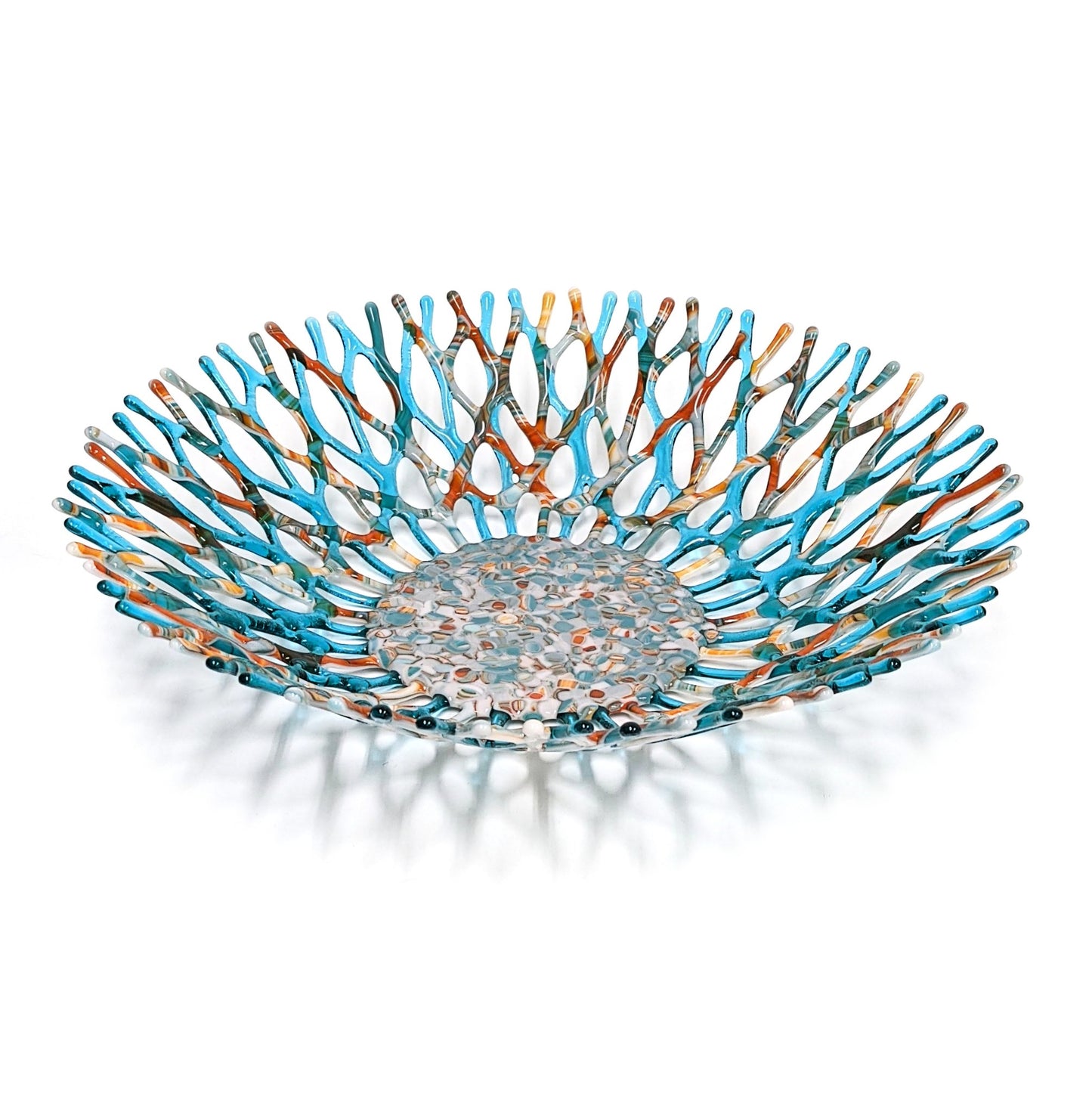 Custom Order 14 Inch Glass Art Coral Bowl