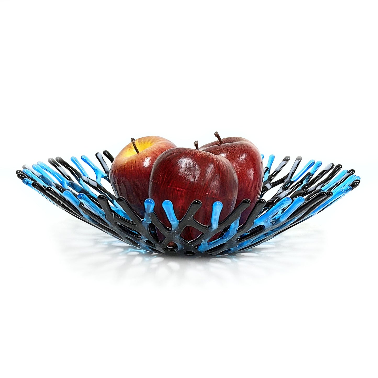 Beach Glass Art Coral Bowl in Black and Blue