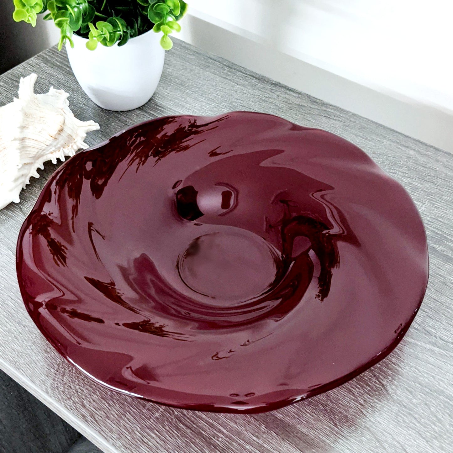 Ruby Red Decorative Glass Art Bowl