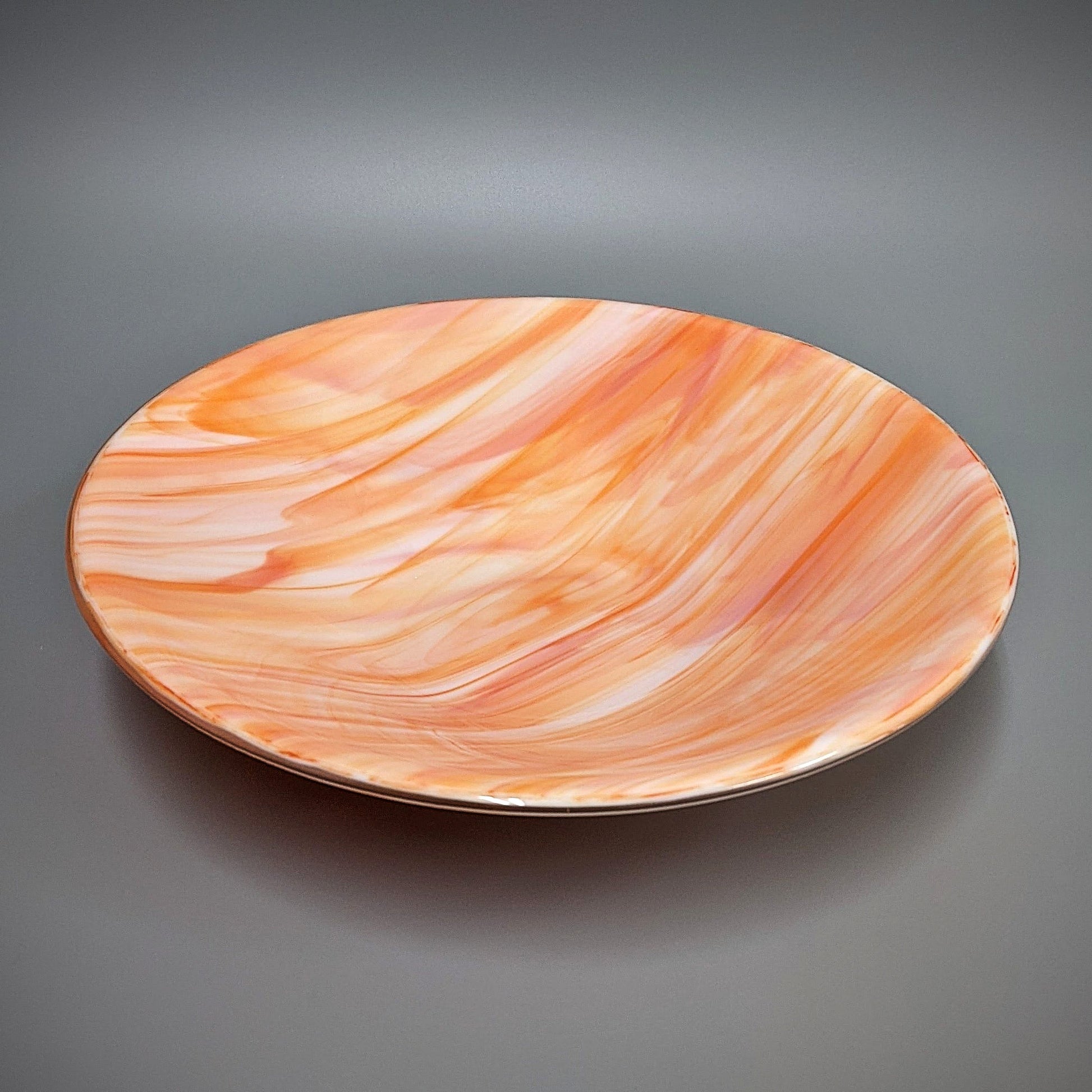 Sunset Orange Decorative Serving Bowl | Handcrafted Fused Glass Art