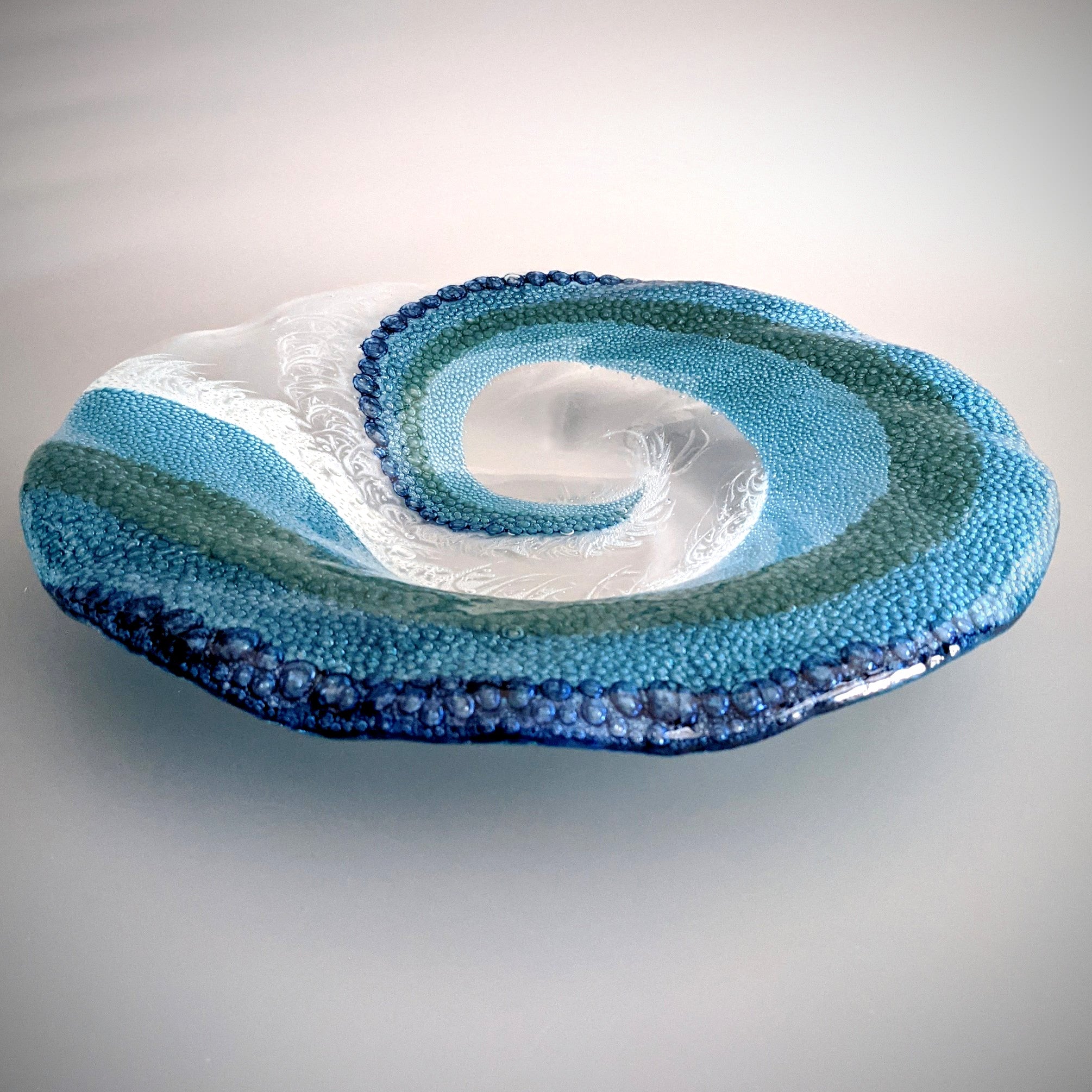 Fused Glass Art Panel Round Crashing outlet Ocean Waves